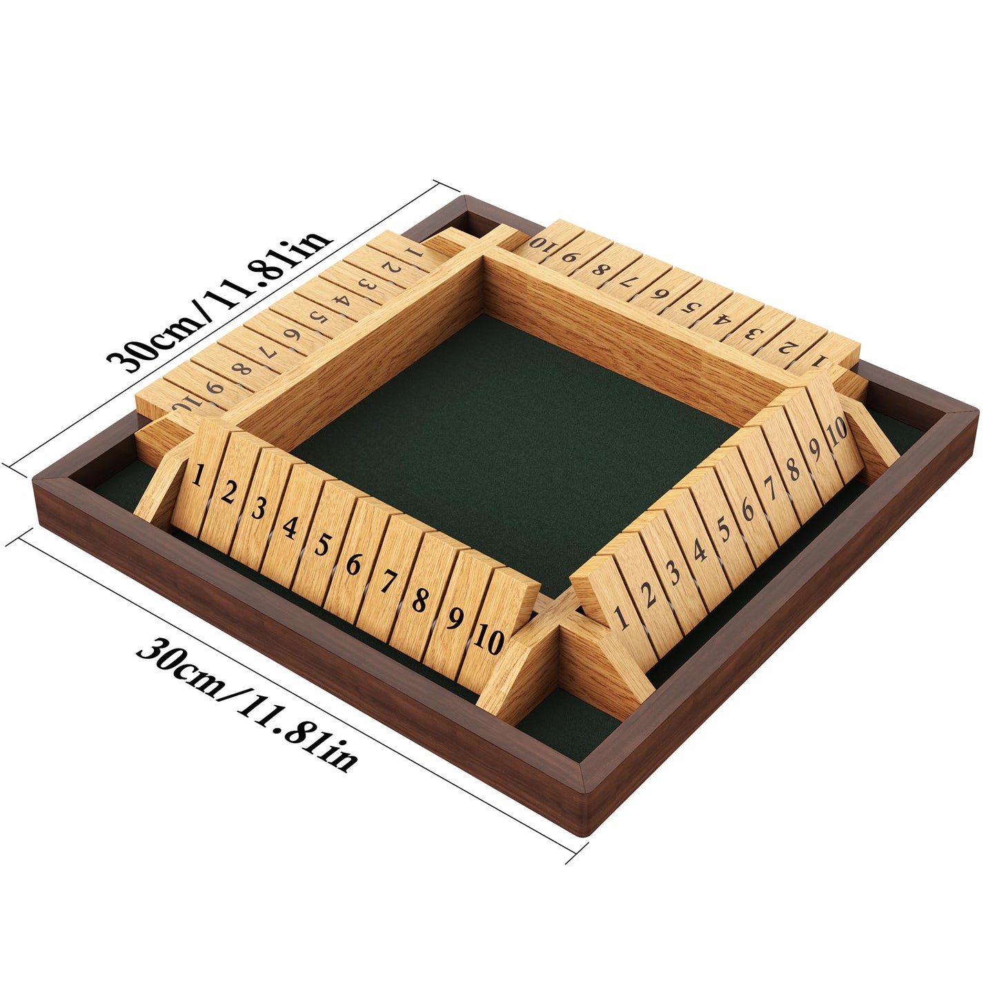 CANYAVE Shut The Box Game – 4-Player Wooden Dice Game for Learning Math (12-in x 12-in)