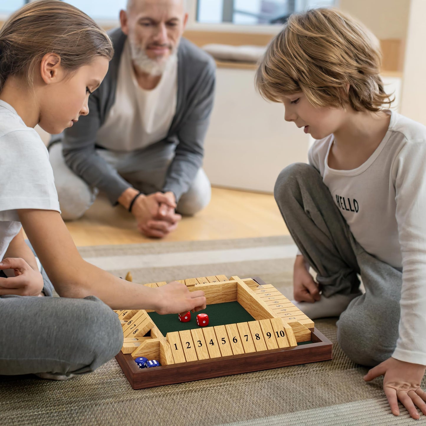 CANYAVE Shut The Box Game – 4-Player Wooden Dice Game for Learning Math (12-in x 12-in)