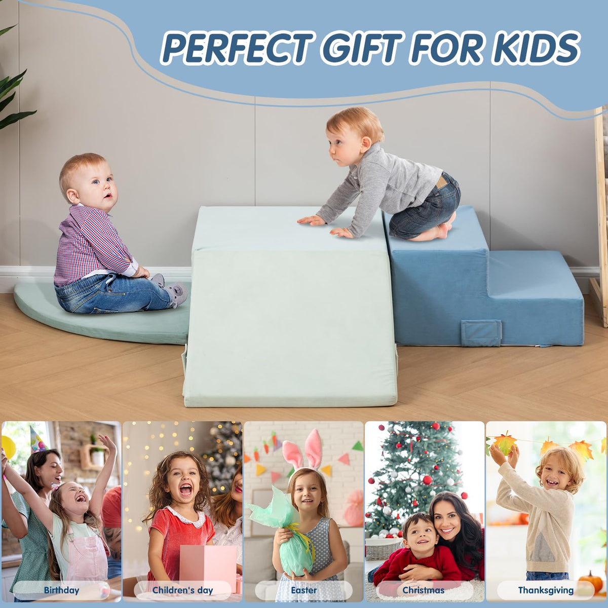 CAPAKIDS Large 4-Piece Foam Climbing Blocks – Velcro Indoor Toddler Toys
