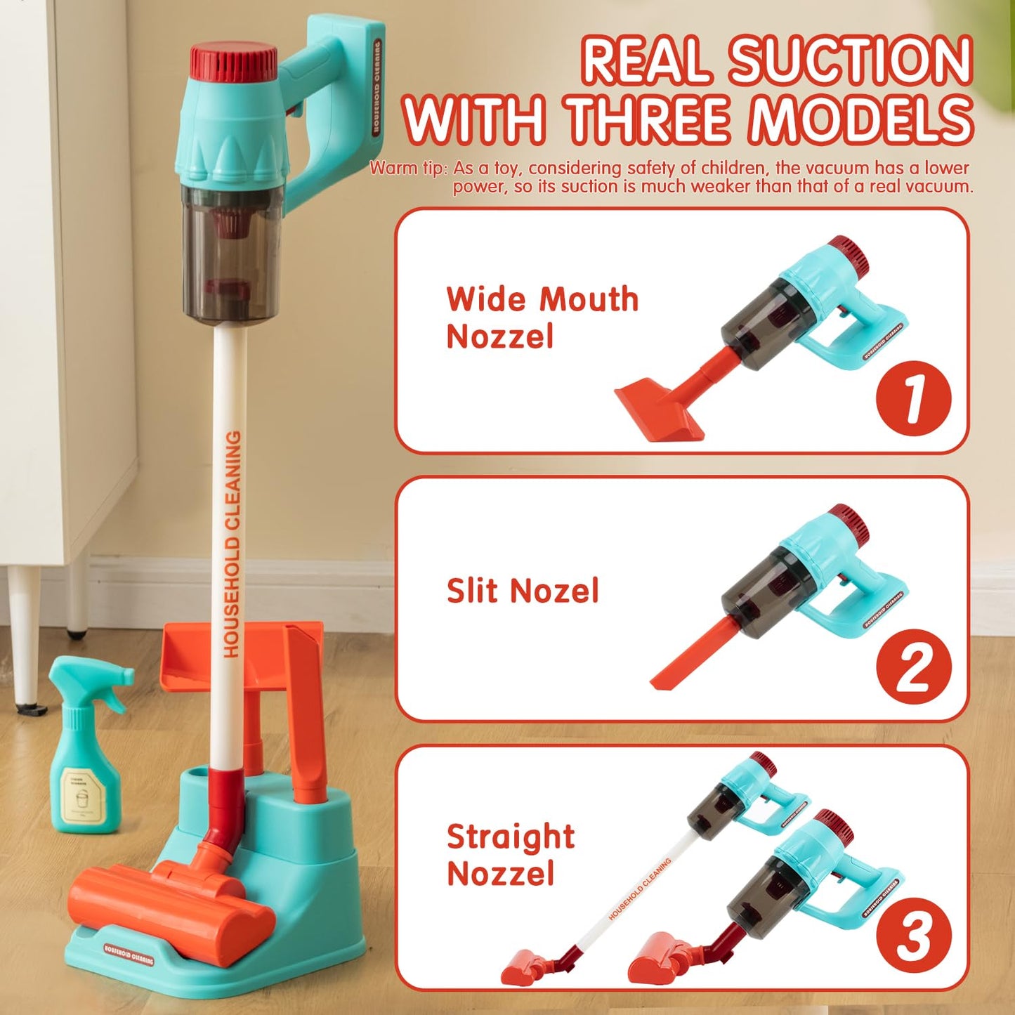 CAPAKIDS Kids Vacuum Cleaning Toy Set – Real Suction, Lights & Sounds