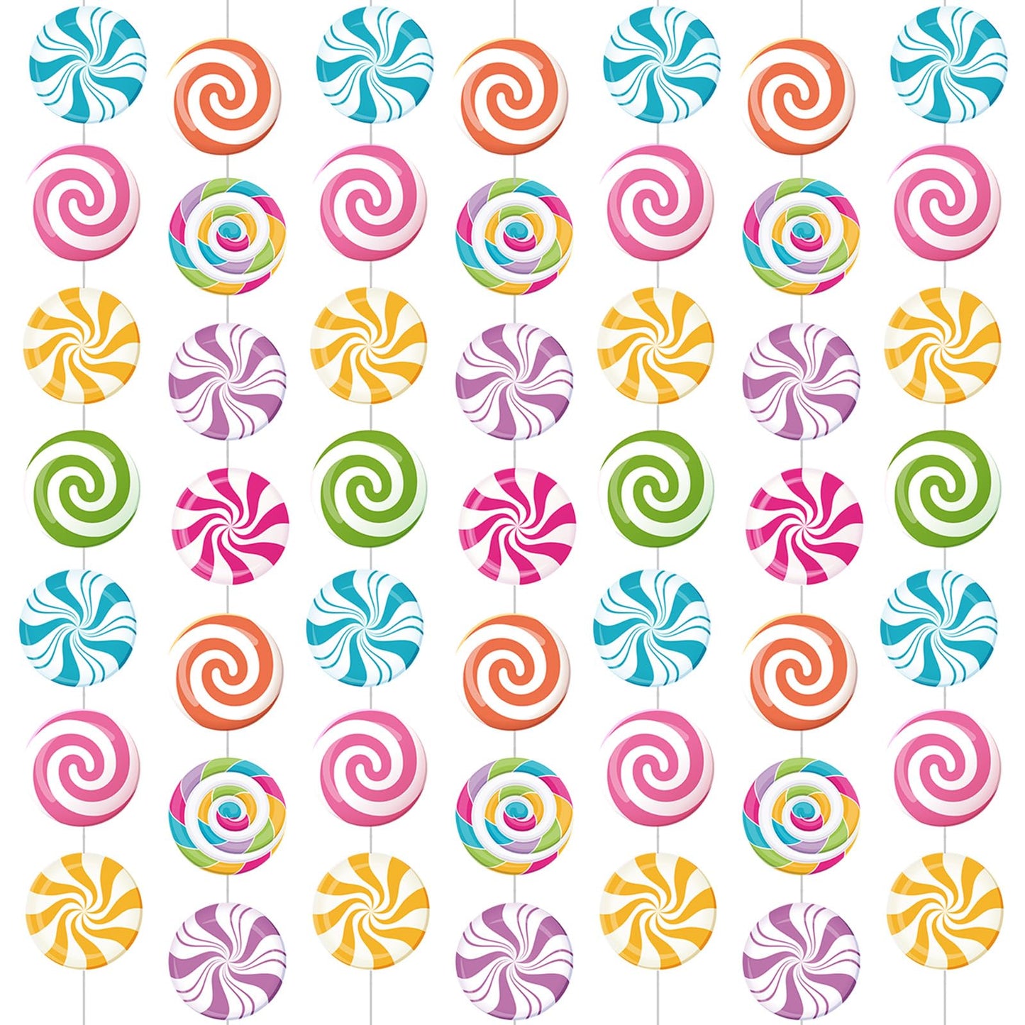 Capoda Candyland Party Decorations – 8-Piece Candy Garlands & Lollipop Banners
