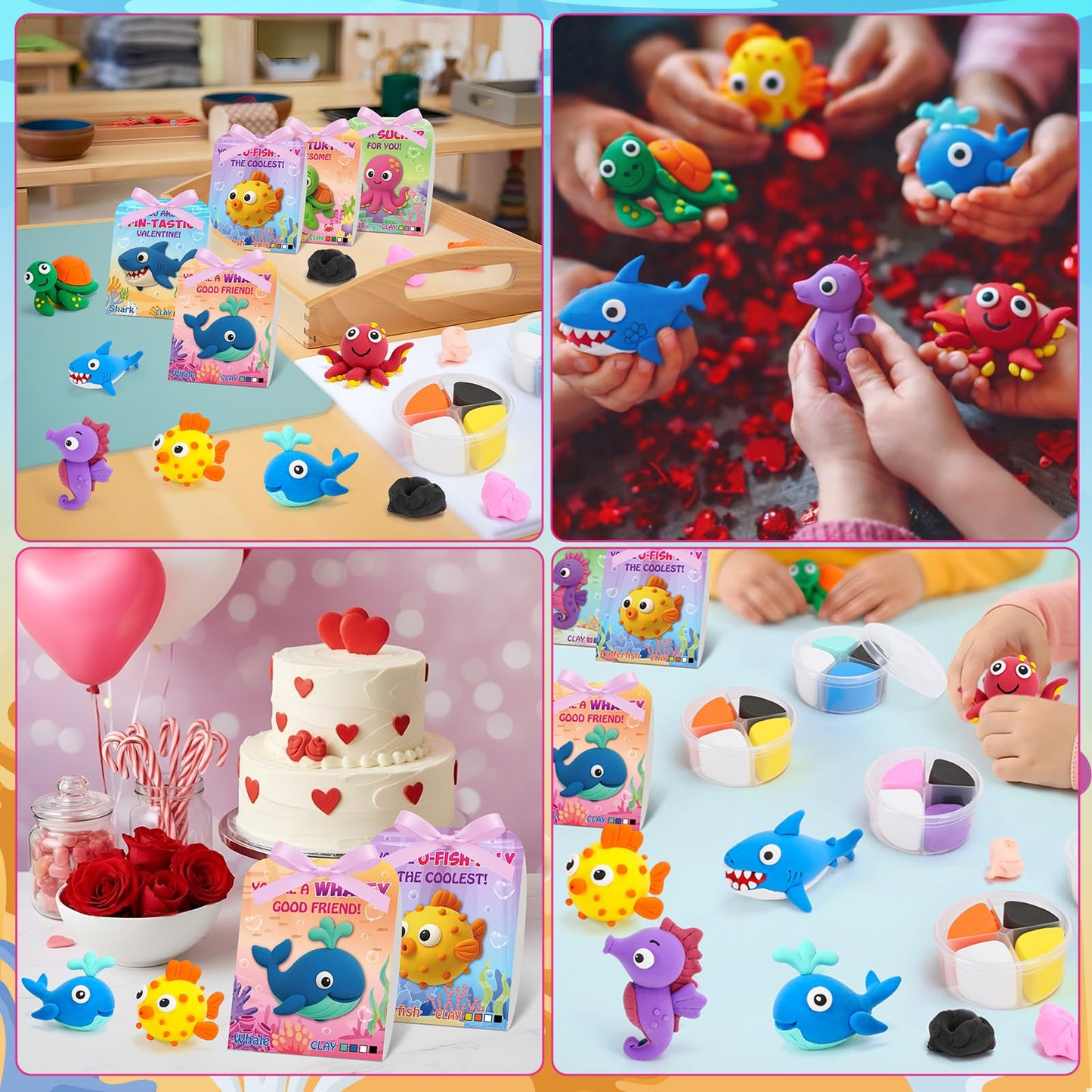 Capoda Valentine's Day Air Dry Clay Craft Kit — 18 Sets with Cards & Ribbon