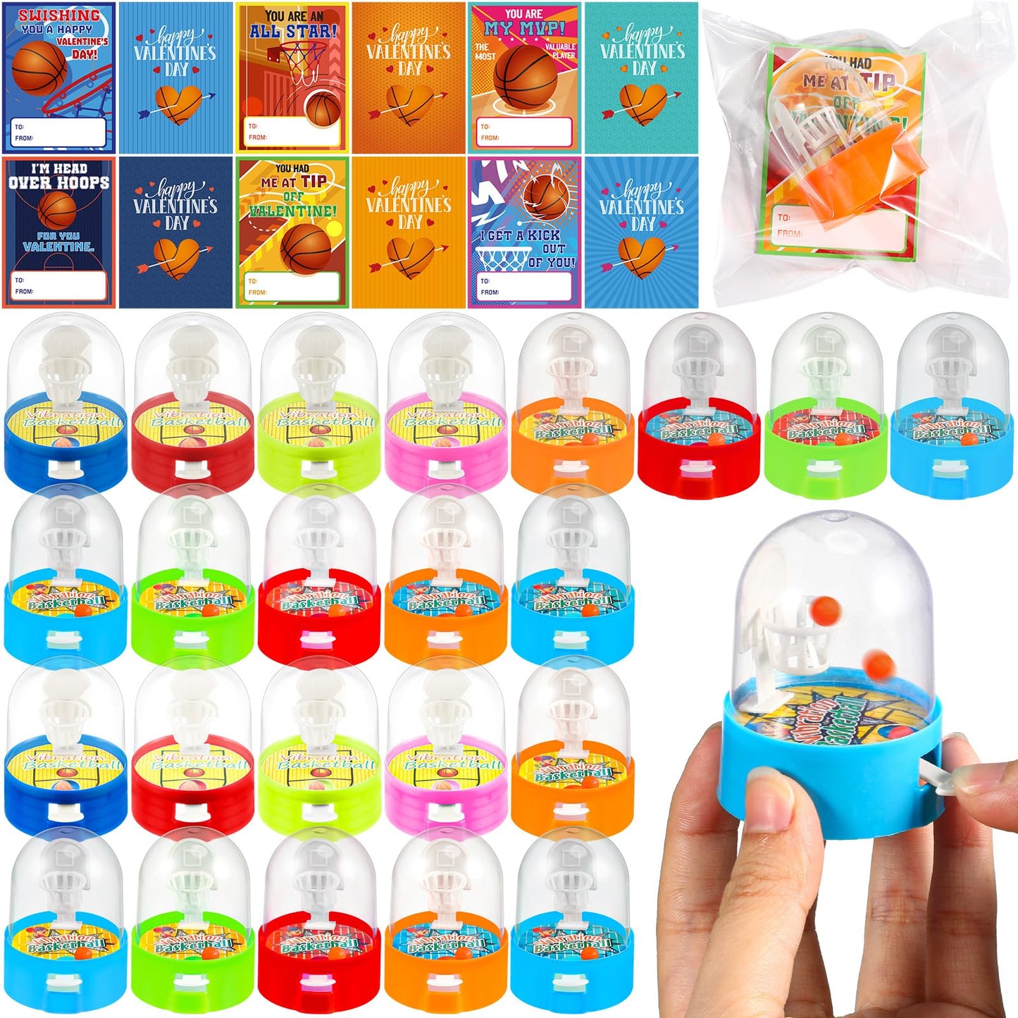 Capoda 36-Pack Valentines Finger Basketball Games & Cards | Classroom Gift Ideas