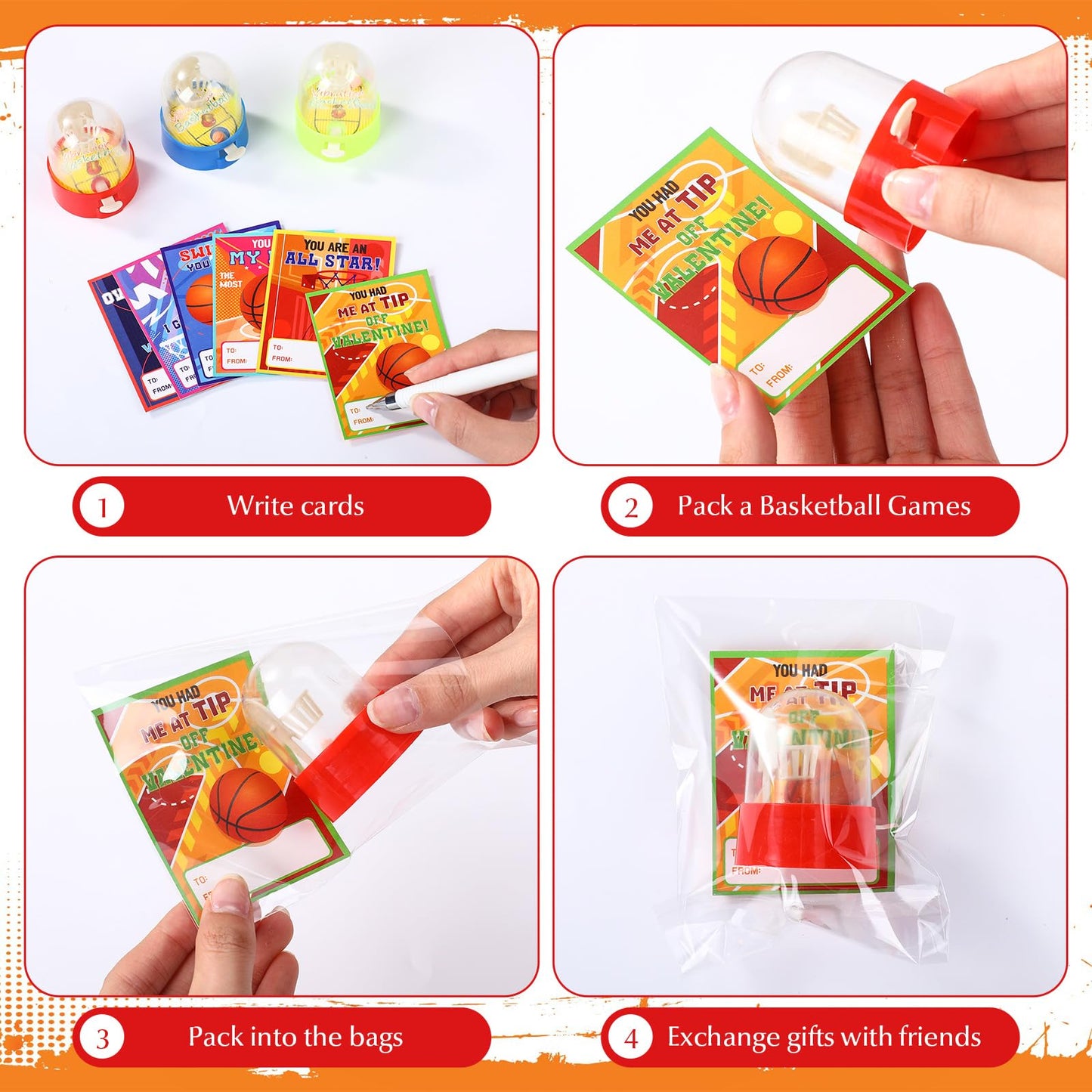 Capoda 36-Pack Valentines Finger Basketball Games & Cards | Classroom Gift Ideas