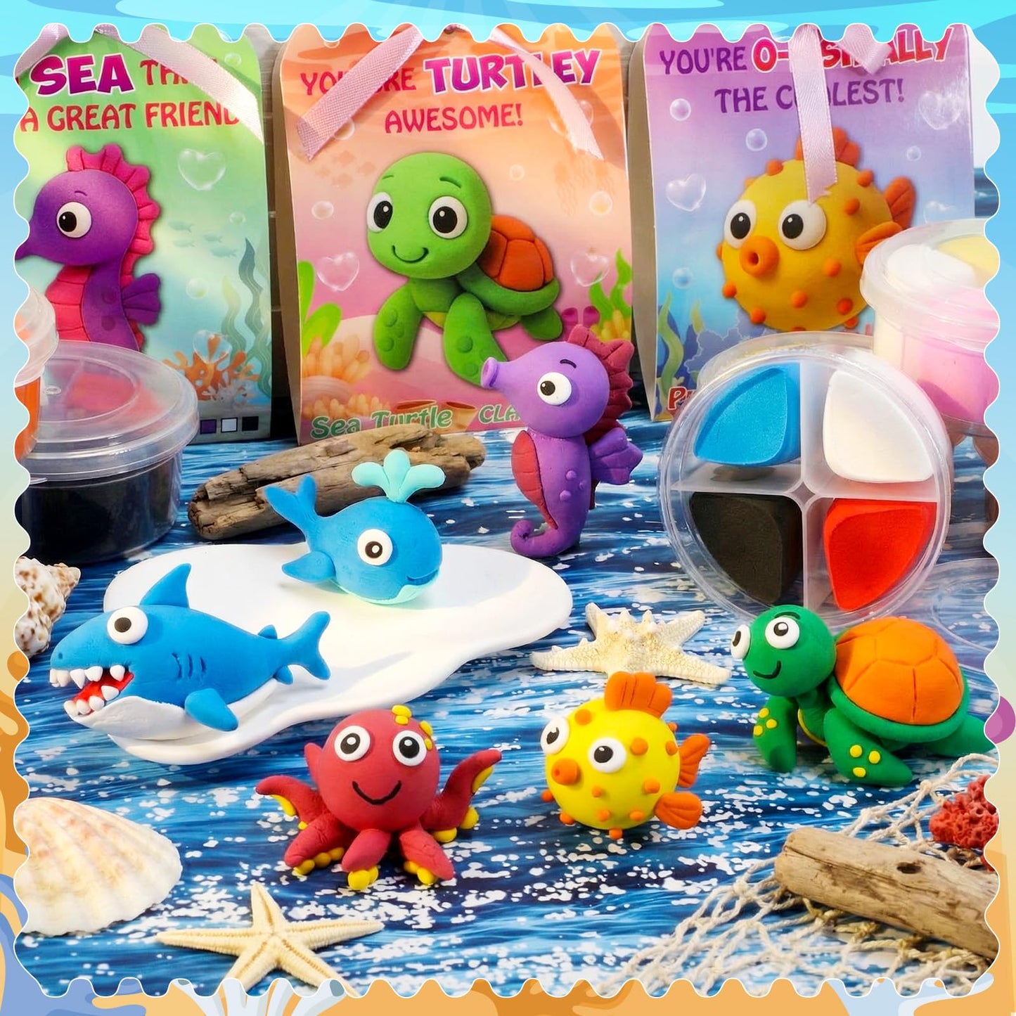 Capoda Valentine's Day Air Dry Clay Craft Kit — 18 Sets with Cards & Ribbon