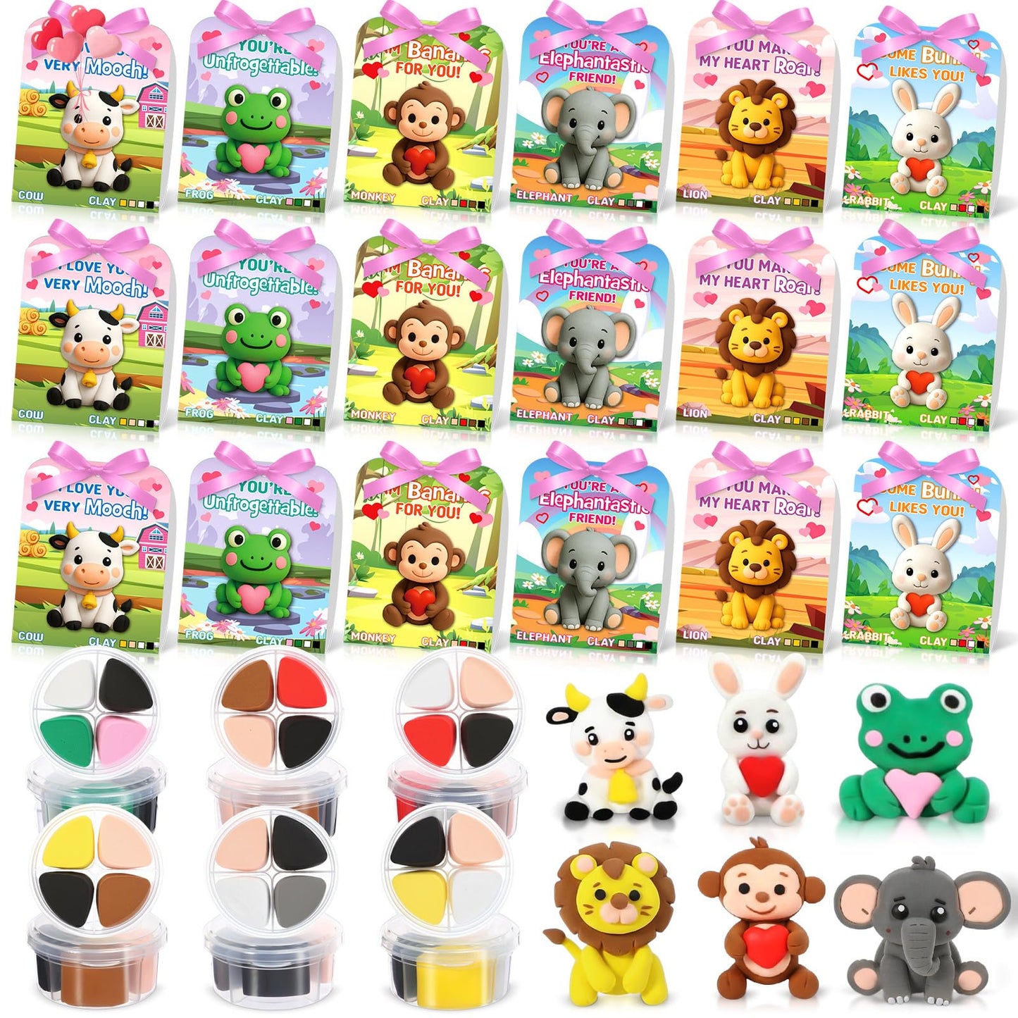 Capoda Valentine's Day Clay Kit – 18 Air-Dry Clays, Cards & Ribbon for Kids' Crafts