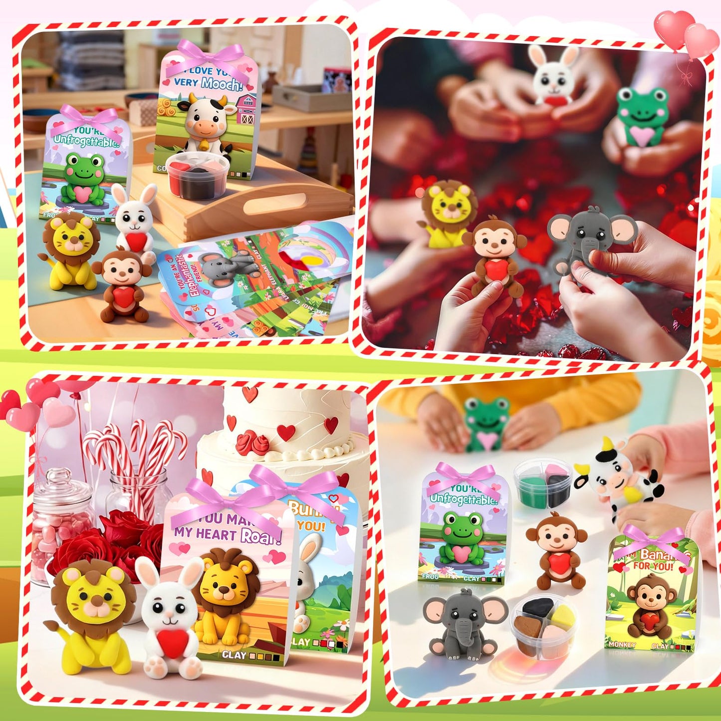 Capoda Valentine's Day Clay Kit – 18 Air-Dry Clays, Cards & Ribbon for Kids' Crafts