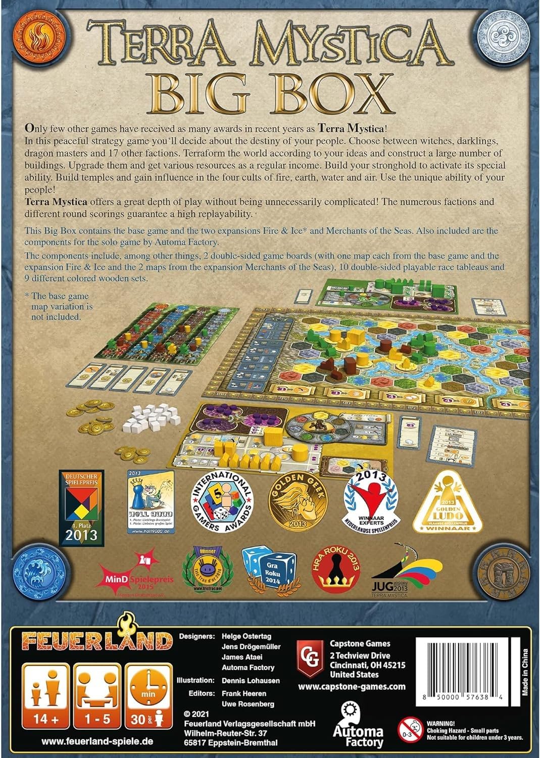 Capstone Games Terra Mystica Big Box – Base Game, Fire & Ice Expansion, Merchants of the Seas, Automa Solo Mode