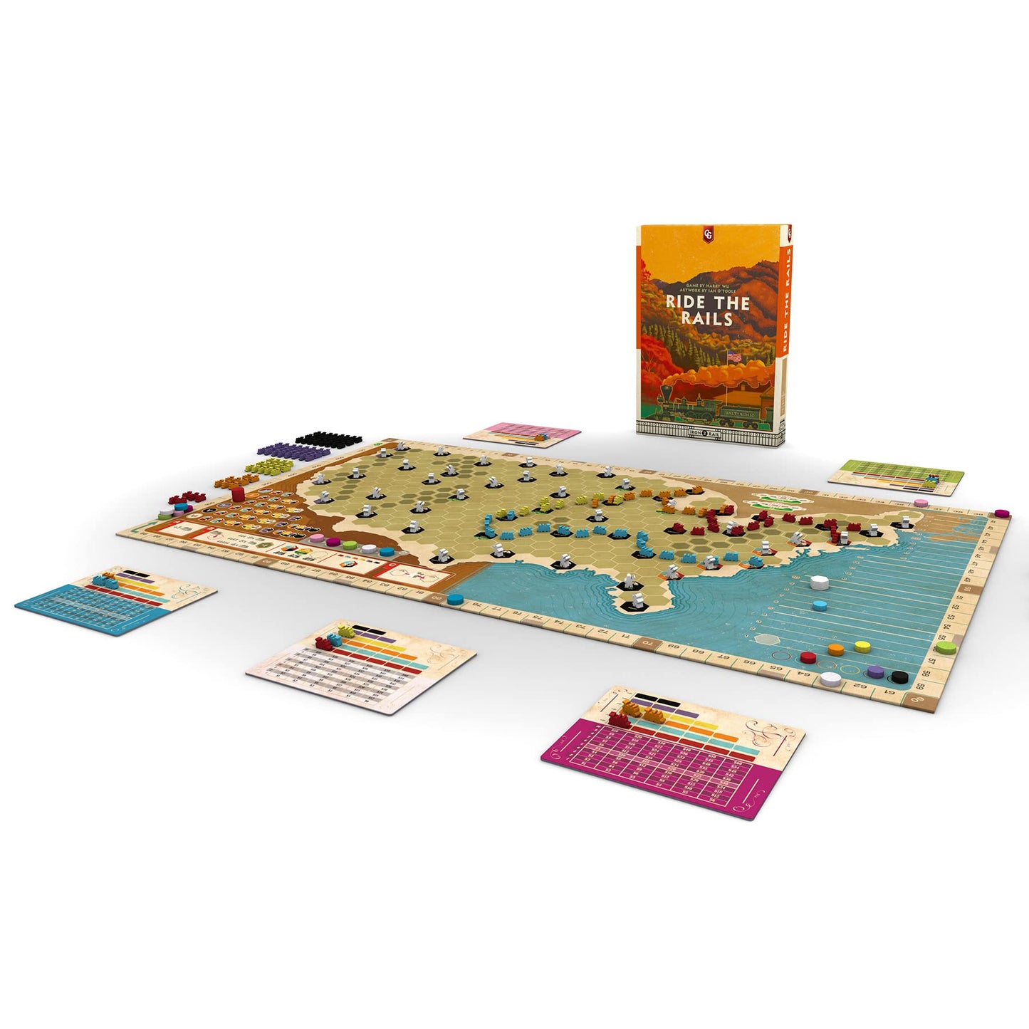 Capstone Games: Ride The Rails | Core Strategy Board Game for 3-5 Players | 60 Minute Play