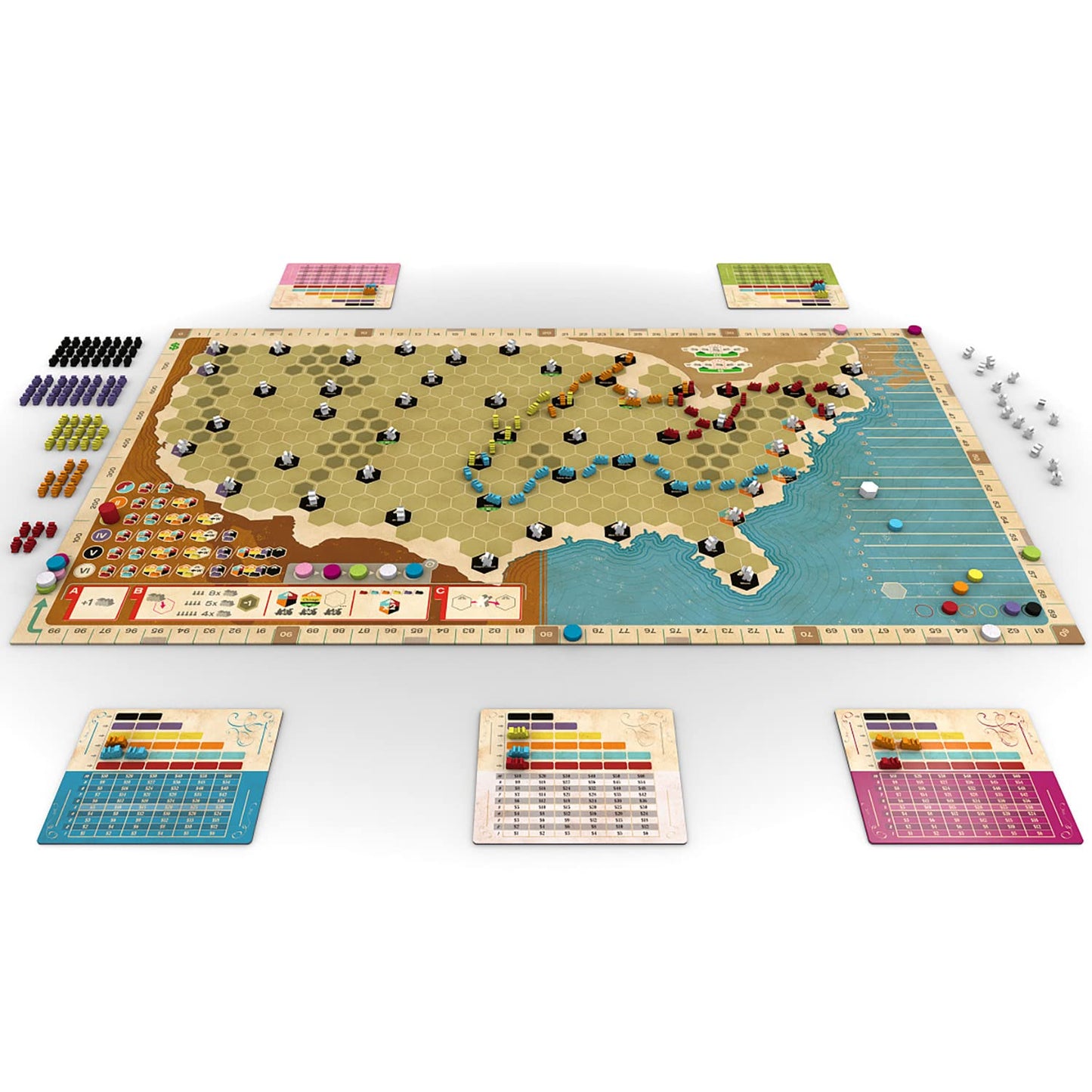 Capstone Games: Ride The Rails | Core Strategy Board Game for 3-5 Players | 60 Minute Play