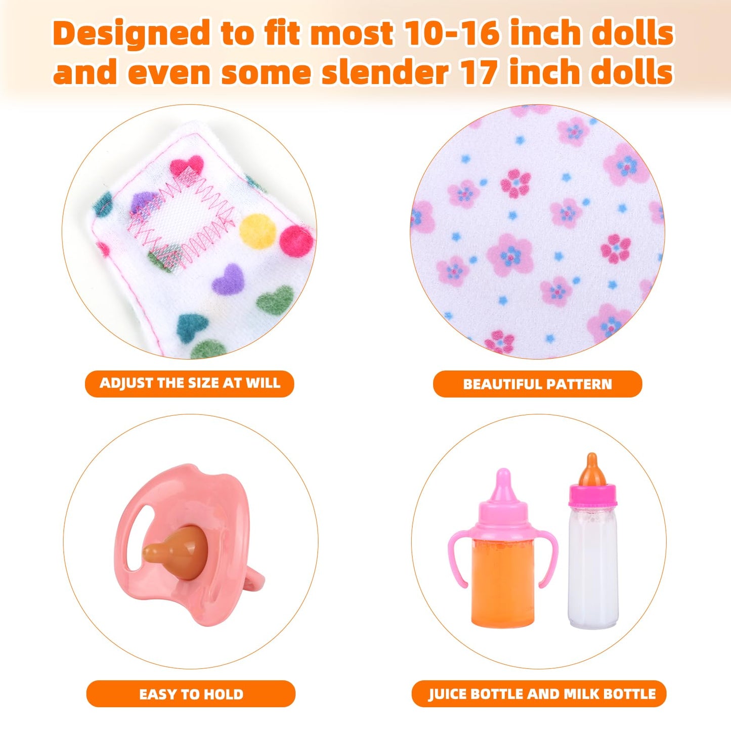 CARANOVO Baby Doll Accessories Set – 7-Piece Feeding & Caring Kit with Magic Disappearing Bottles