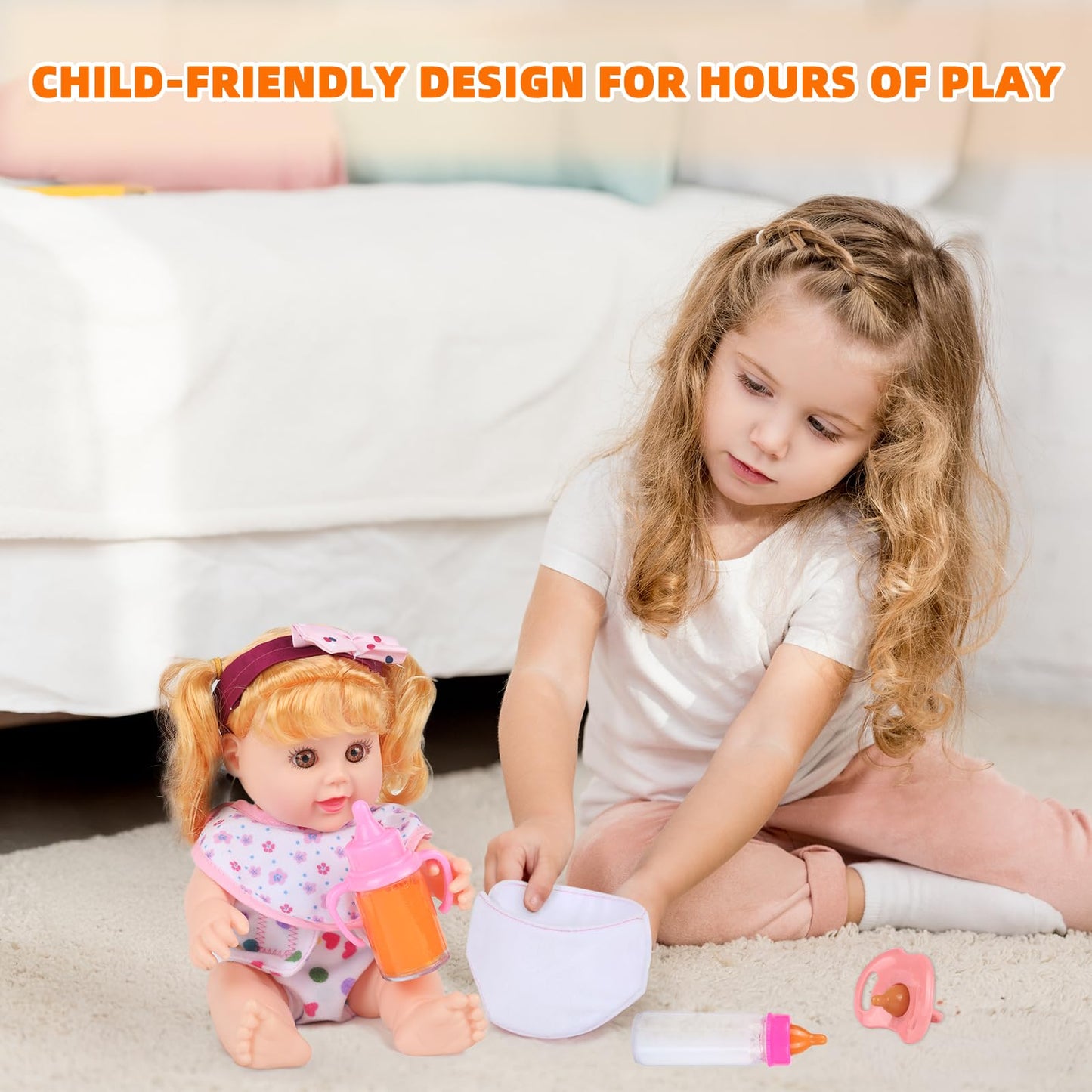 CARANOVO Baby Doll Accessories Set – 7-Piece Feeding & Caring Kit with Magic Disappearing Bottles