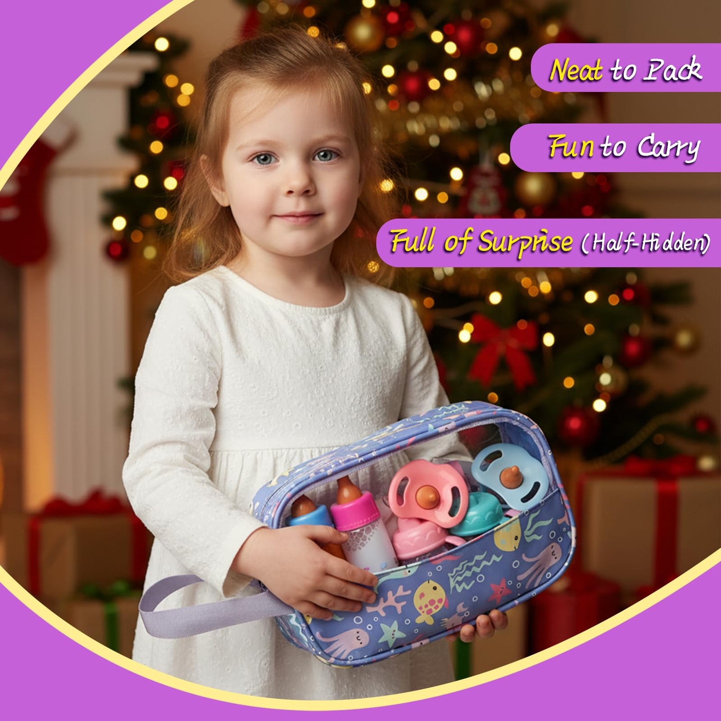 CARANOVO 6-Piece Baby Doll Feeding Set – Magic Bottles & Pacifiers for 10–24 Inch Dolls
