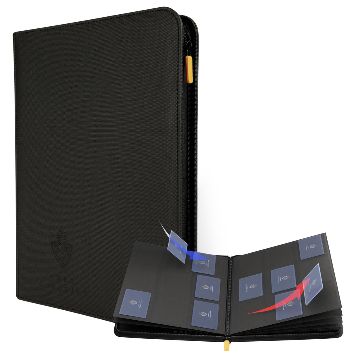 Card Guardian - 9 Pocket Premium Black Card Binder with Zipper for 360 Cards | TCG Binder