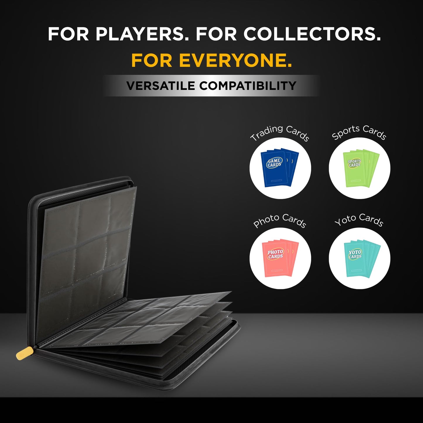 Card Guardian - 9 Pocket Premium Black Card Binder with Zipper for 360 Cards | TCG Binder