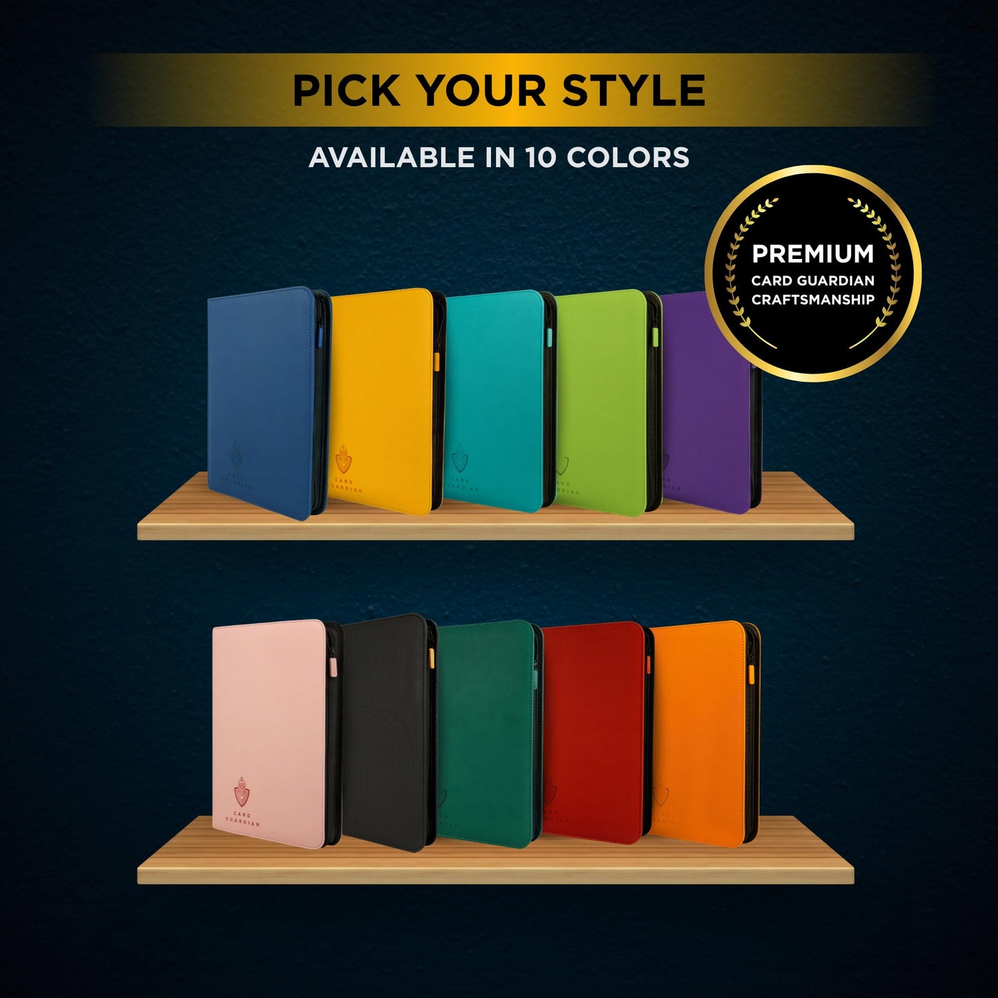Card Guardian - 9 Pocket Premium Black Card Binder with Zipper for 360 Cards | TCG Binder