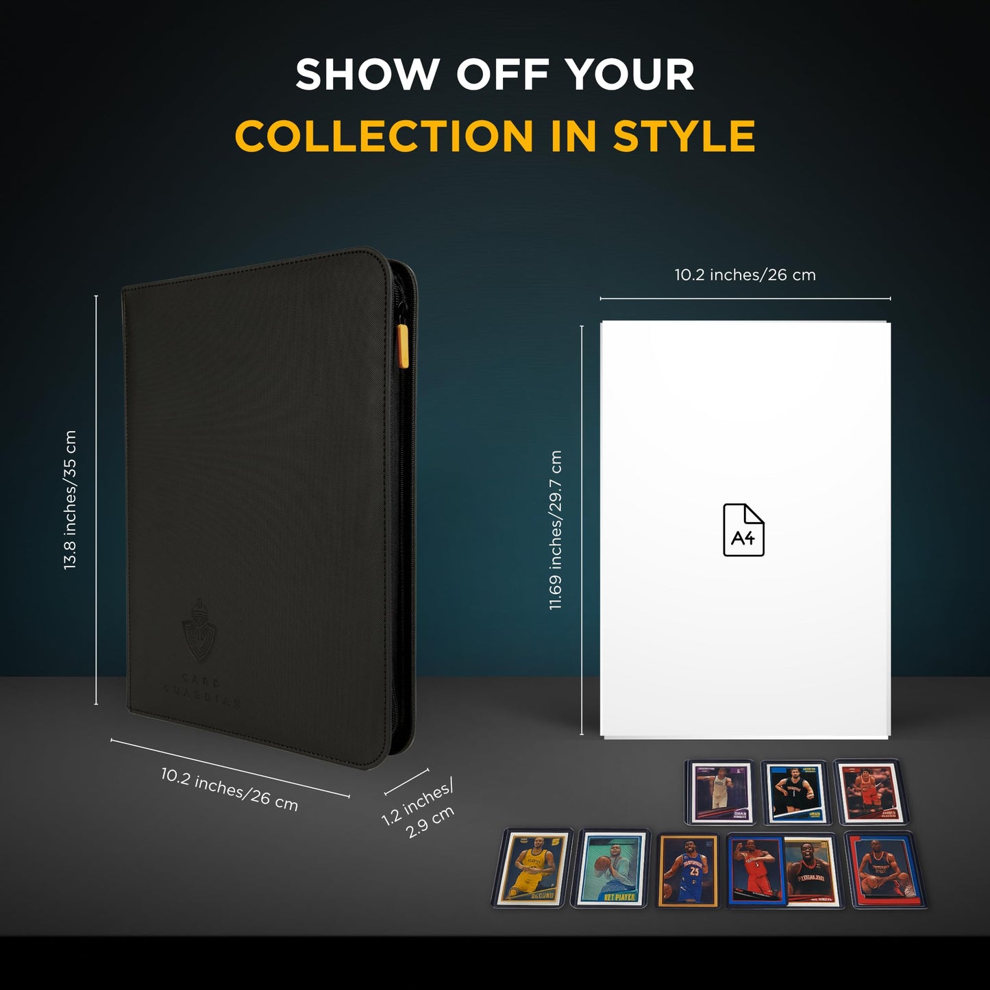 Card Guardian - 9 Pocket Premium Black Card Binder with Zipper for 360 Cards | TCG Binder