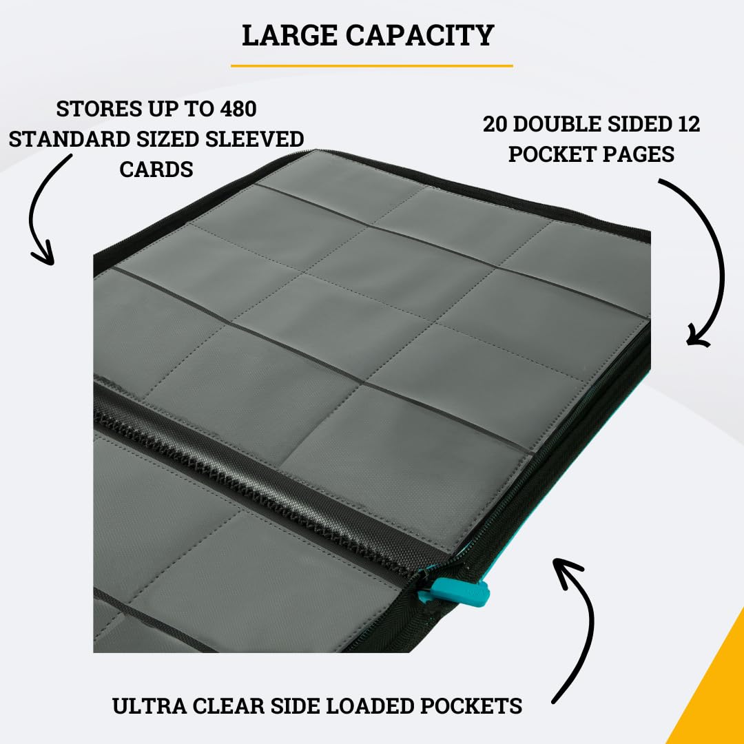 Card Guardian 12-Pocket Zipper Binder for 480 Cards – Teal