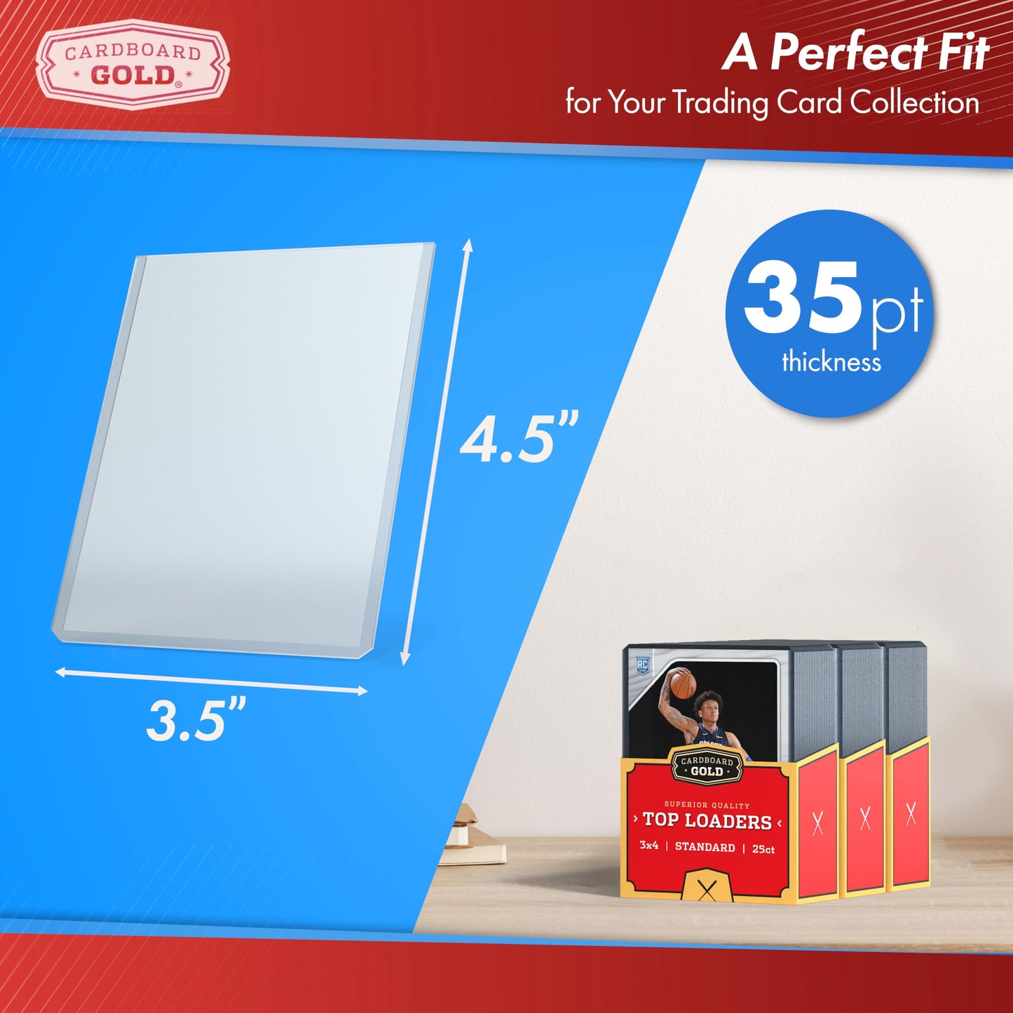 Cardboard Gold 35pt Top Loaders for Cards – 1000 Count | Premium 3x4 Inch Trading Card Protectors
