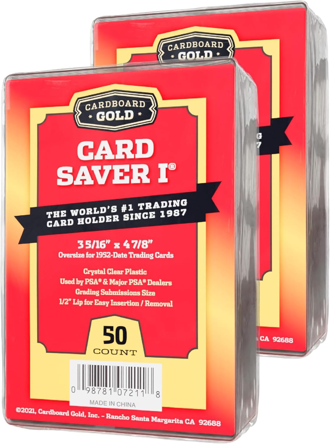 Cardboard Gold Card Saver 1 - 1 to 100 Count Semi-Rigid Card Protectors for PSA-Approved Trading Cards