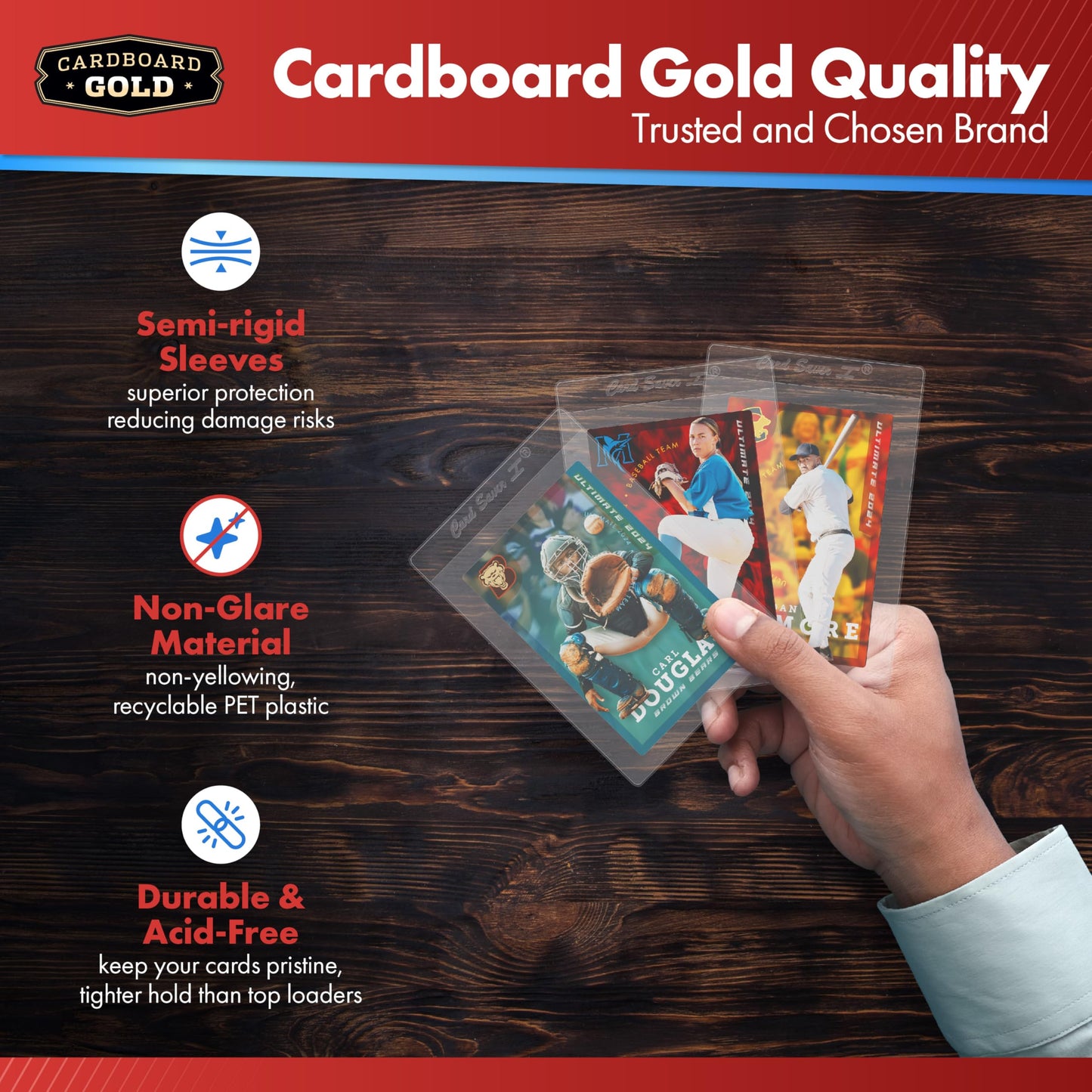 Cardboard Gold Card Saver 1-200 Count | Semi-Rigid Card Holder for PSA-Approved Cards