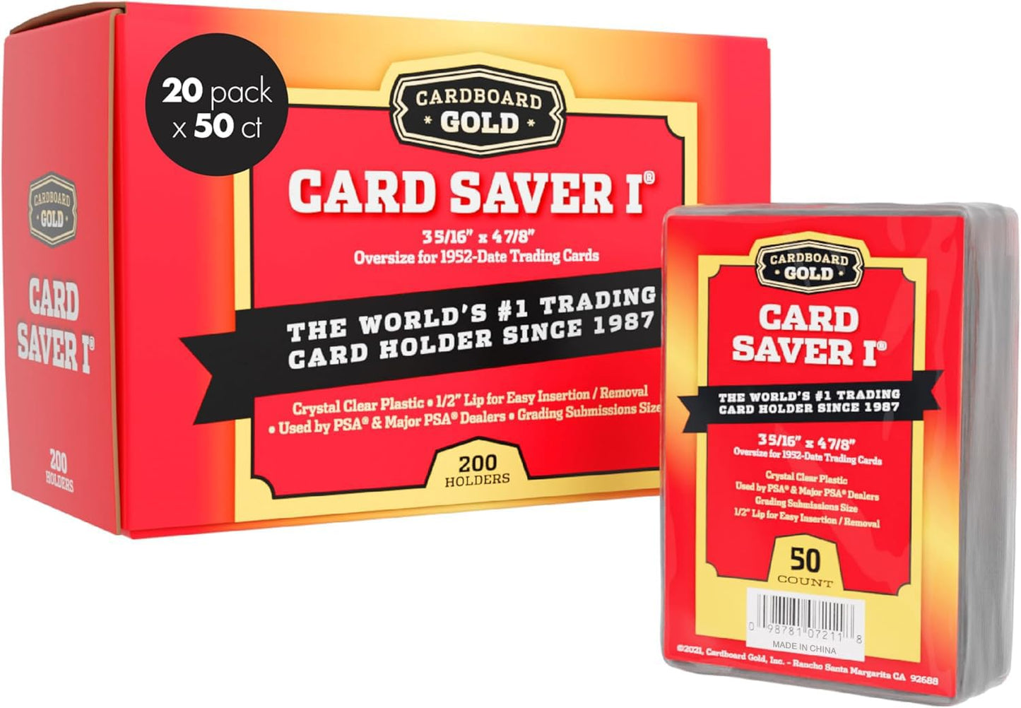 Cardboard Gold Card Saver 1 – Semi-Rigid Card Protectors for PSA-Approved Trading Cards (1–1000 Count)