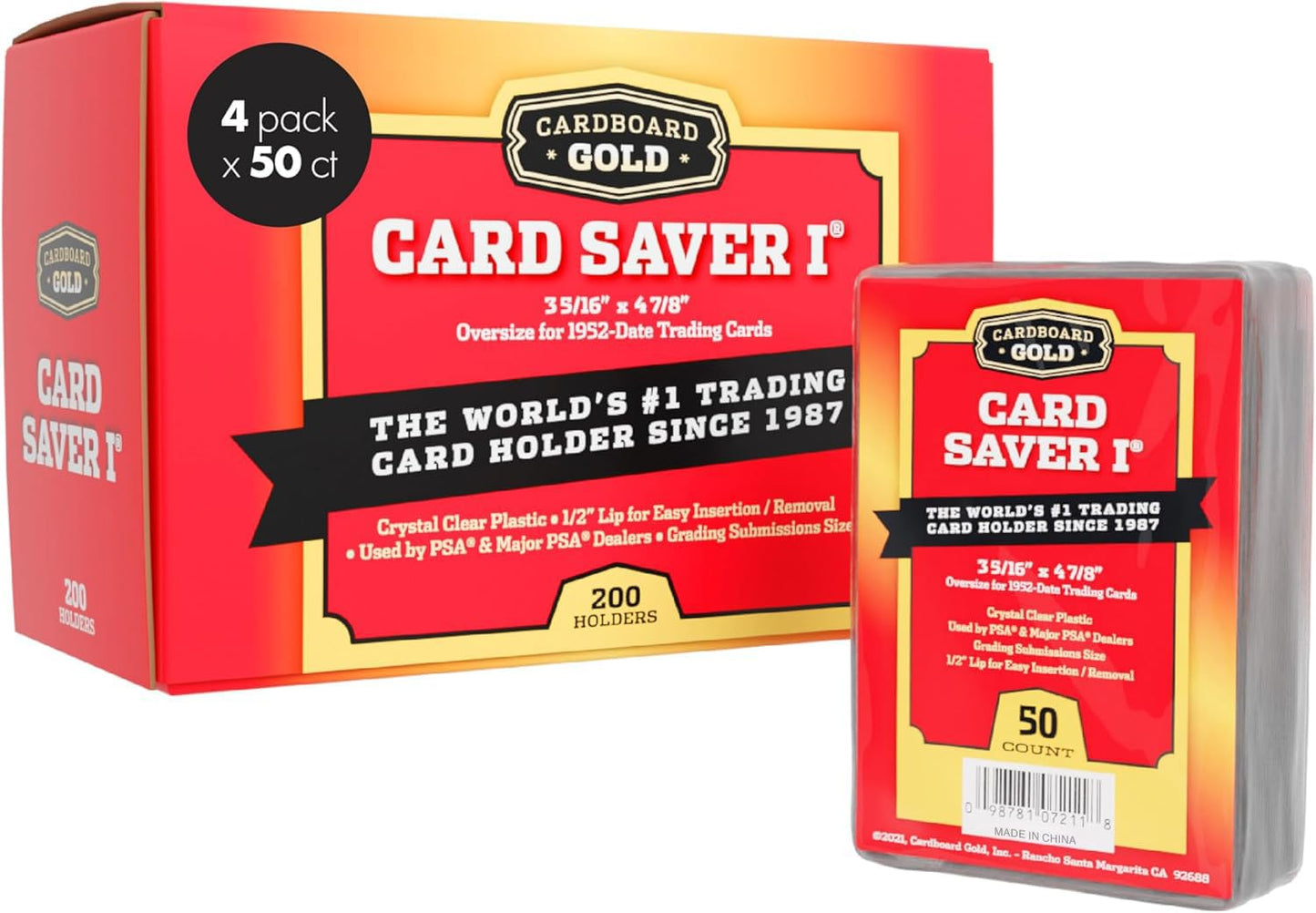 Cardboard Gold Card Saver 1-200 Count | Semi-Rigid Card Holder for PSA-Approved Cards