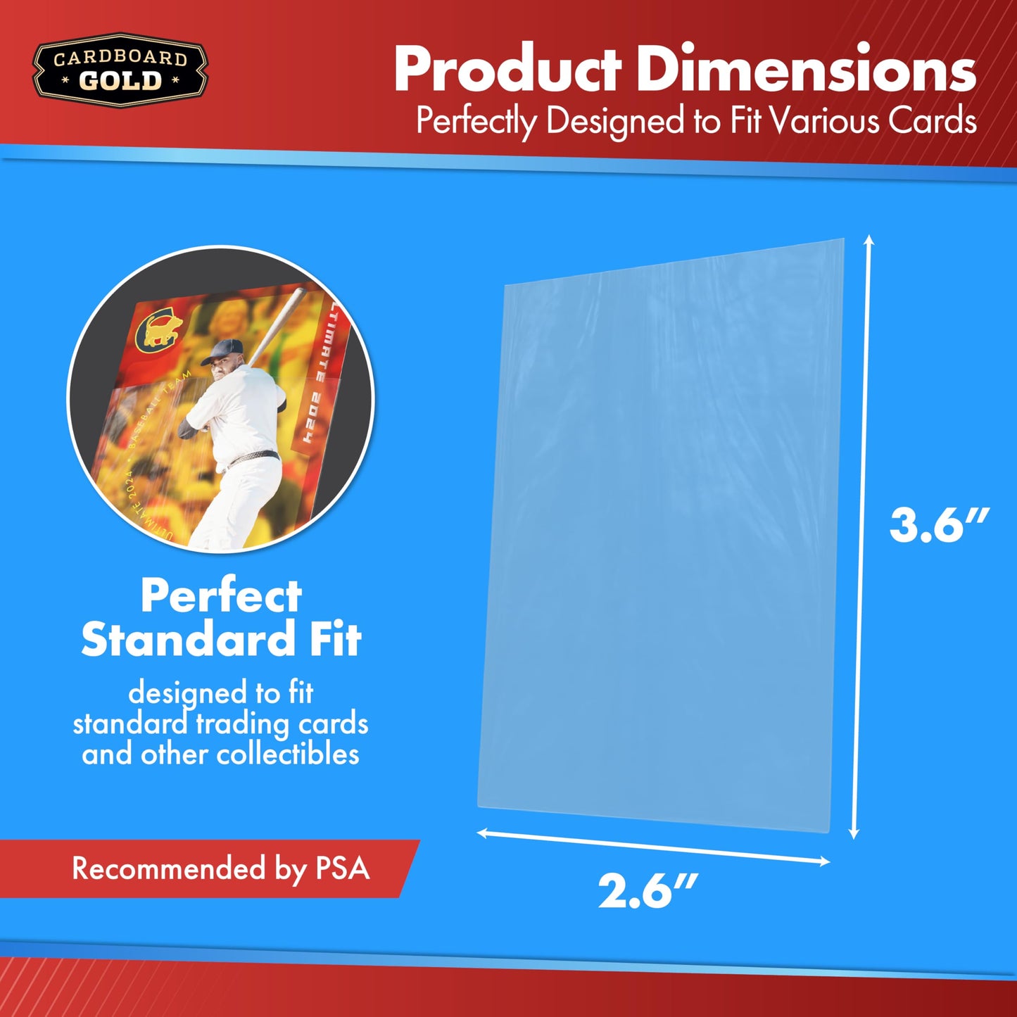 Cardboard Gold Penny Sleeves – 100 Clear Card Protectors for Standard Size Cards (2-5/8 x 3-5/8)