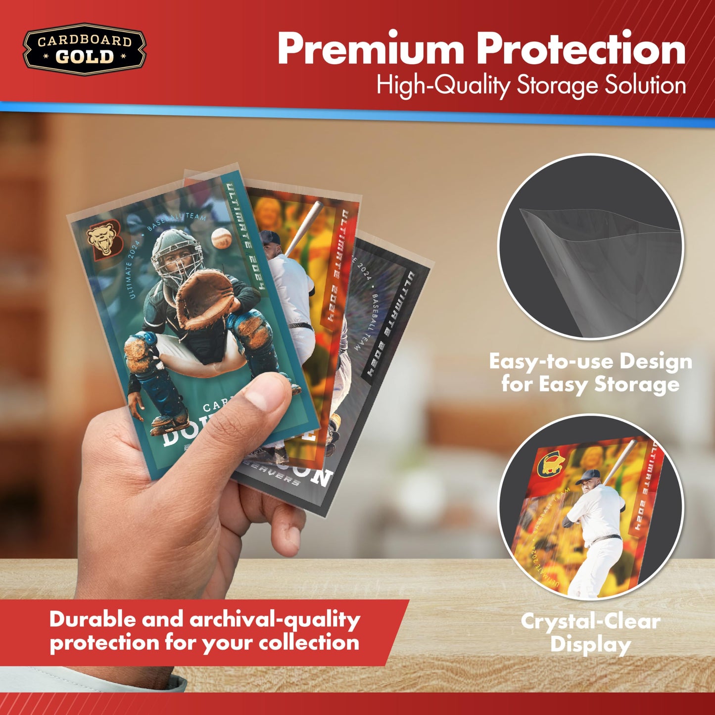 Cardboard Gold Penny Sleeves - 1000 Count Crystal-Clear Card Protectors (2-5/8" x 3-5/8")