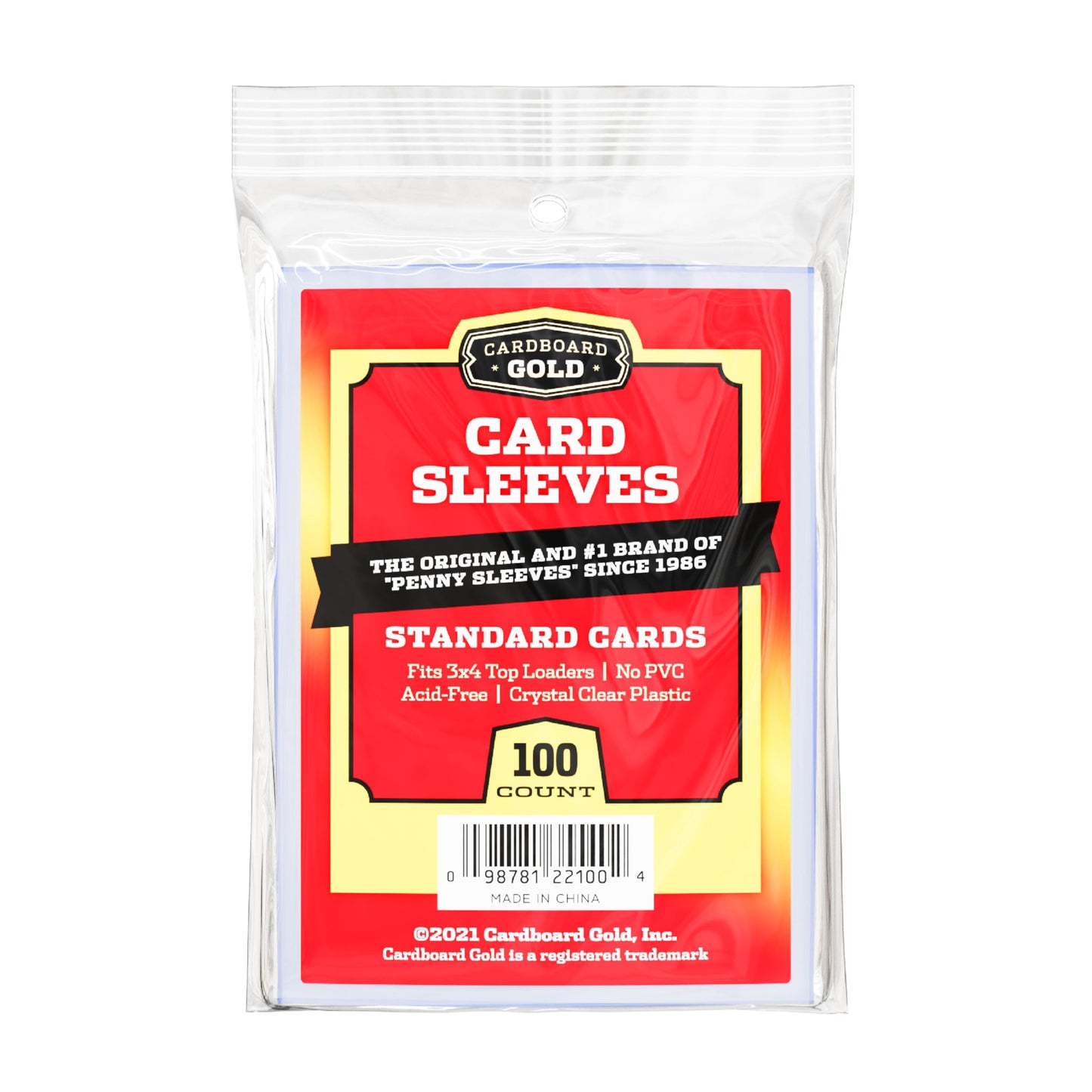 Cardboard Gold Penny Sleeves – 100 Clear Card Protectors for Standard Size Cards (2-5/8 x 3-5/8)