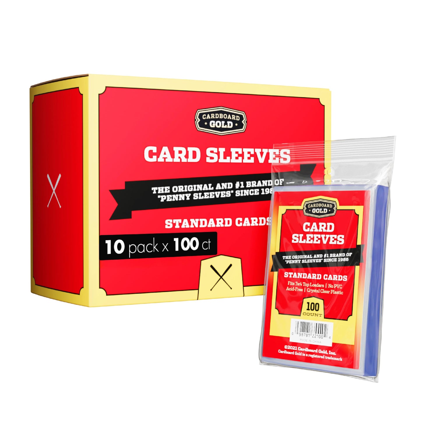 Cardboard Gold Penny Sleeves - 1000 Count Crystal-Clear Card Protectors (2-5/8" x 3-5/8")