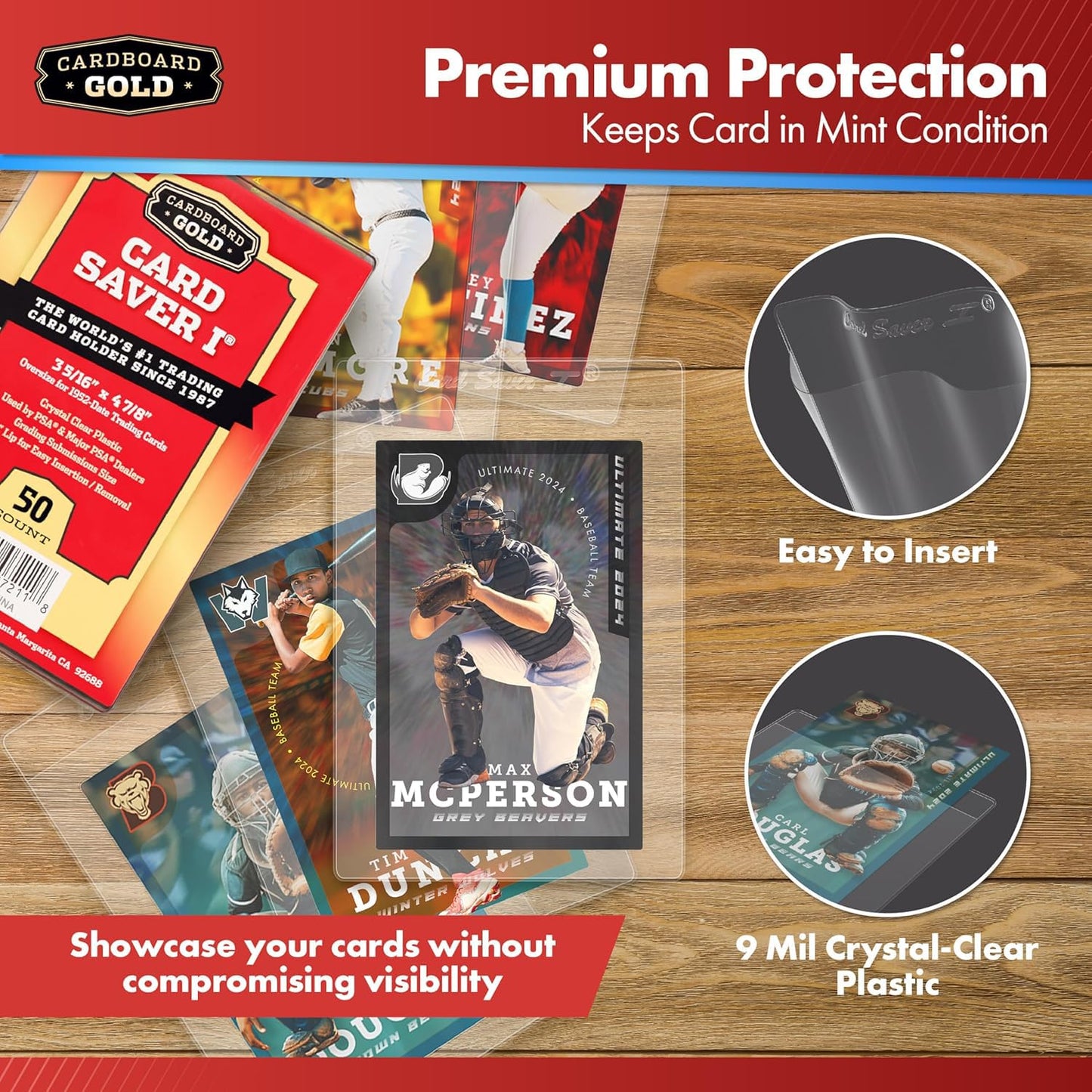 Cardboard Gold Card Saver 1 – Semi-Rigid Card Protectors for PSA-Approved Trading Cards (1–1000 Count)