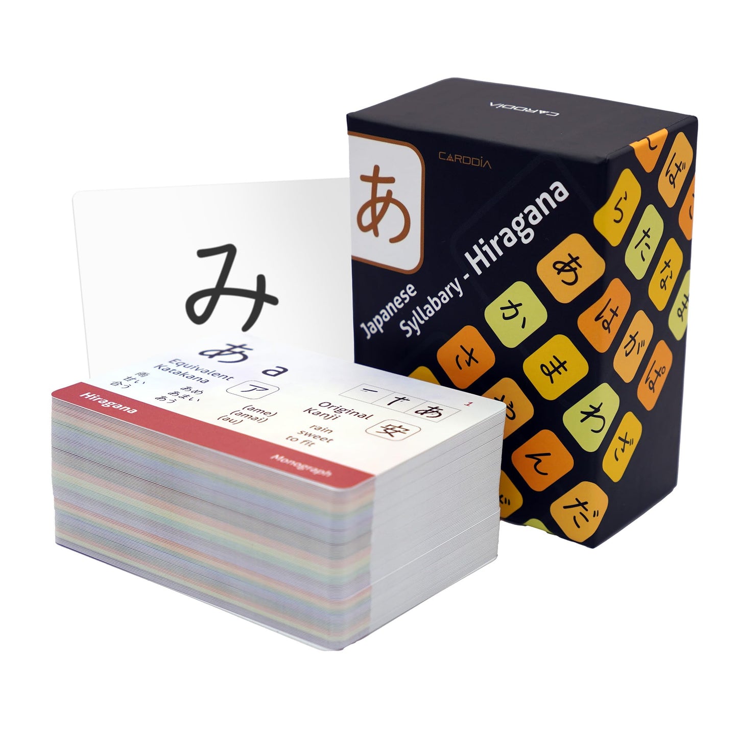 CARDDIA Japanese Hiragana Flashcards – Stroke Order, Hepburn Romaji & Example Words | Beginner Friendly