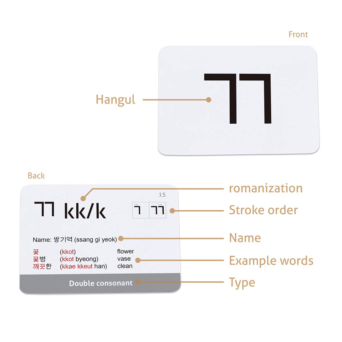 CARDDIA Korean Hangul Flashcards – Learn All Consonants & Vowels for Self-Study, Beginners & Teachers