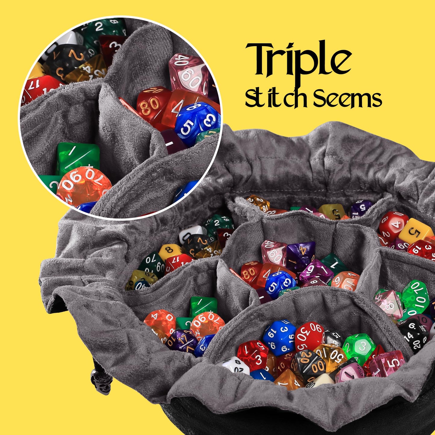 CardKingPro Immense Dice Bags with Pockets - Black - 150+ Dice Capacity - UK Patented Design