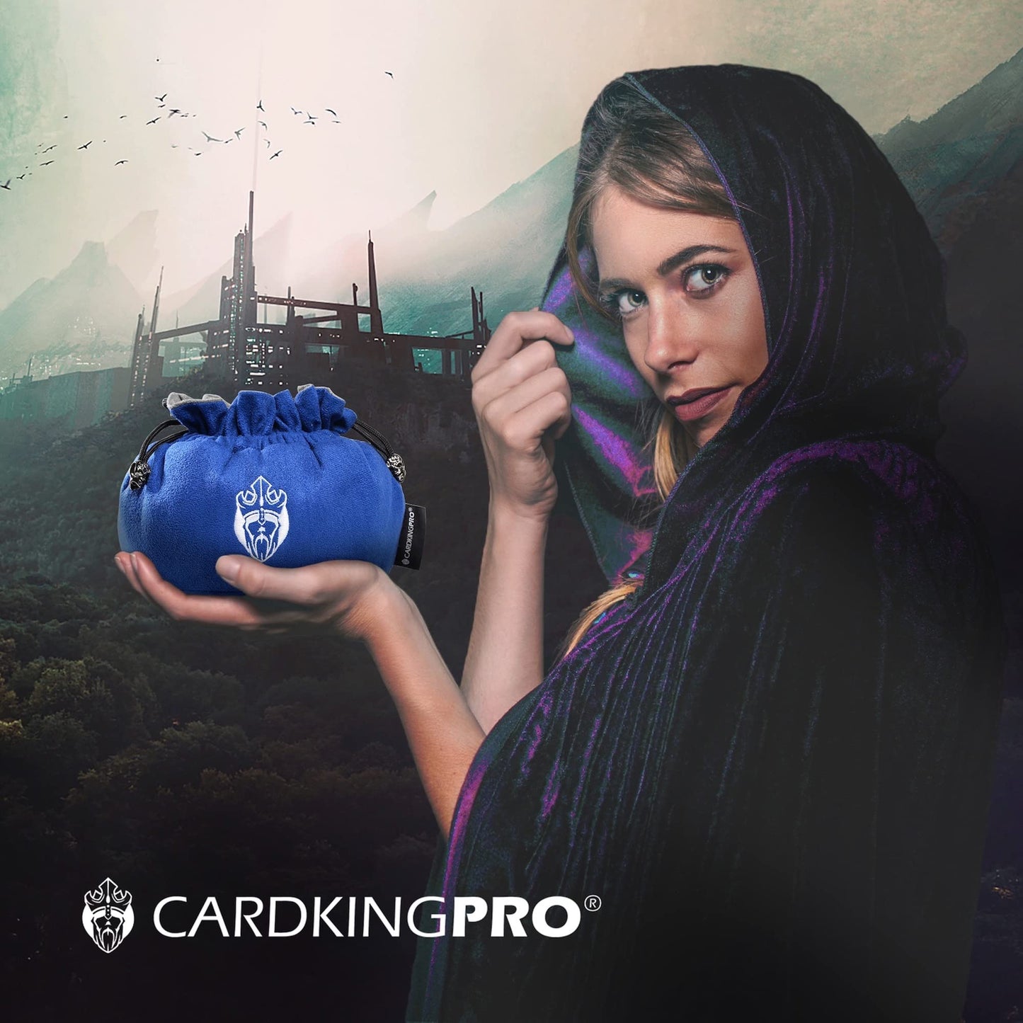 CardKingPro Immense Dice Bags with Pockets – Blue, 150+ Dice Capacity, Patented Design