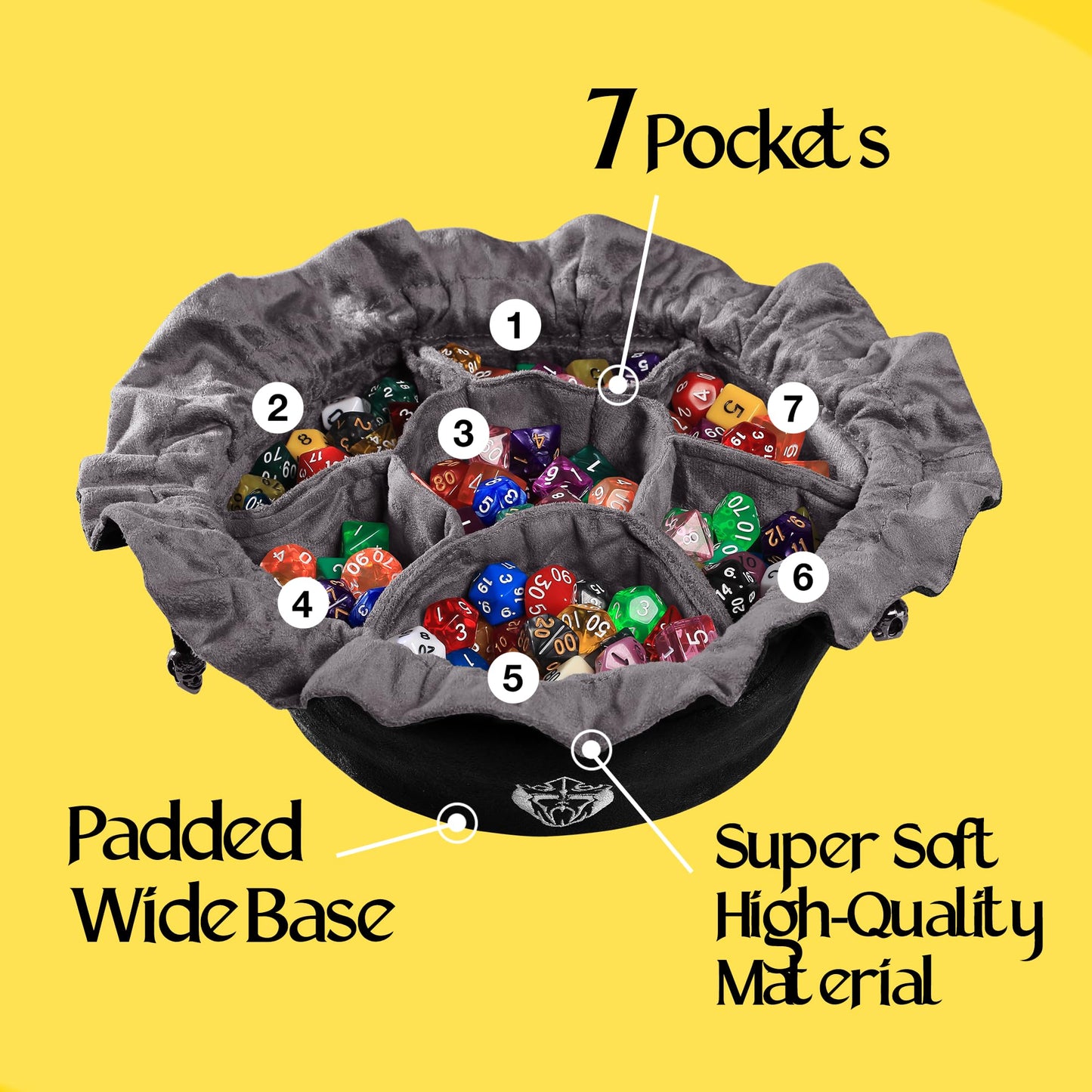 CardKingPro Immense Dice Bags with Pockets - Black - 150+ Dice Capacity - UK Patented Design