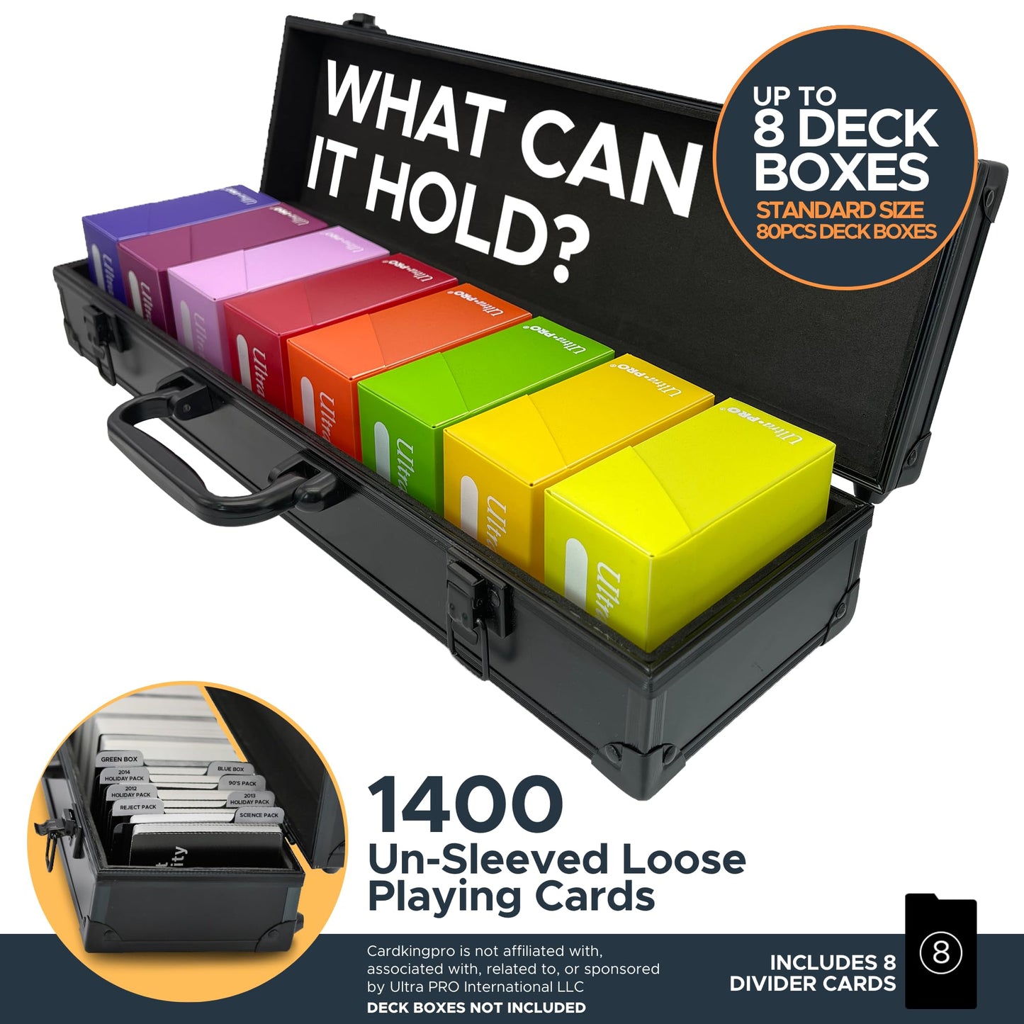 CardKingPro Game Card Storage Case (MTG Edition) – 1400 Cards, 8 Dividers