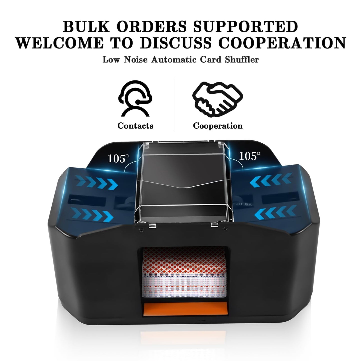 CARDSPIN Automatic Card Shuffler: 2 Deck, Rechargeable, Low Noise