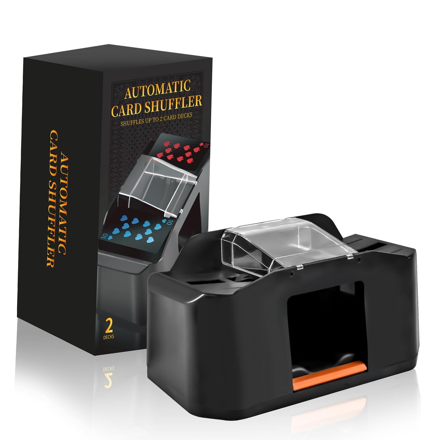 CARDSPIN Automatic Card Shuffler – 2-Deck, Rechargeable, Low-Noise for Poker & UNO