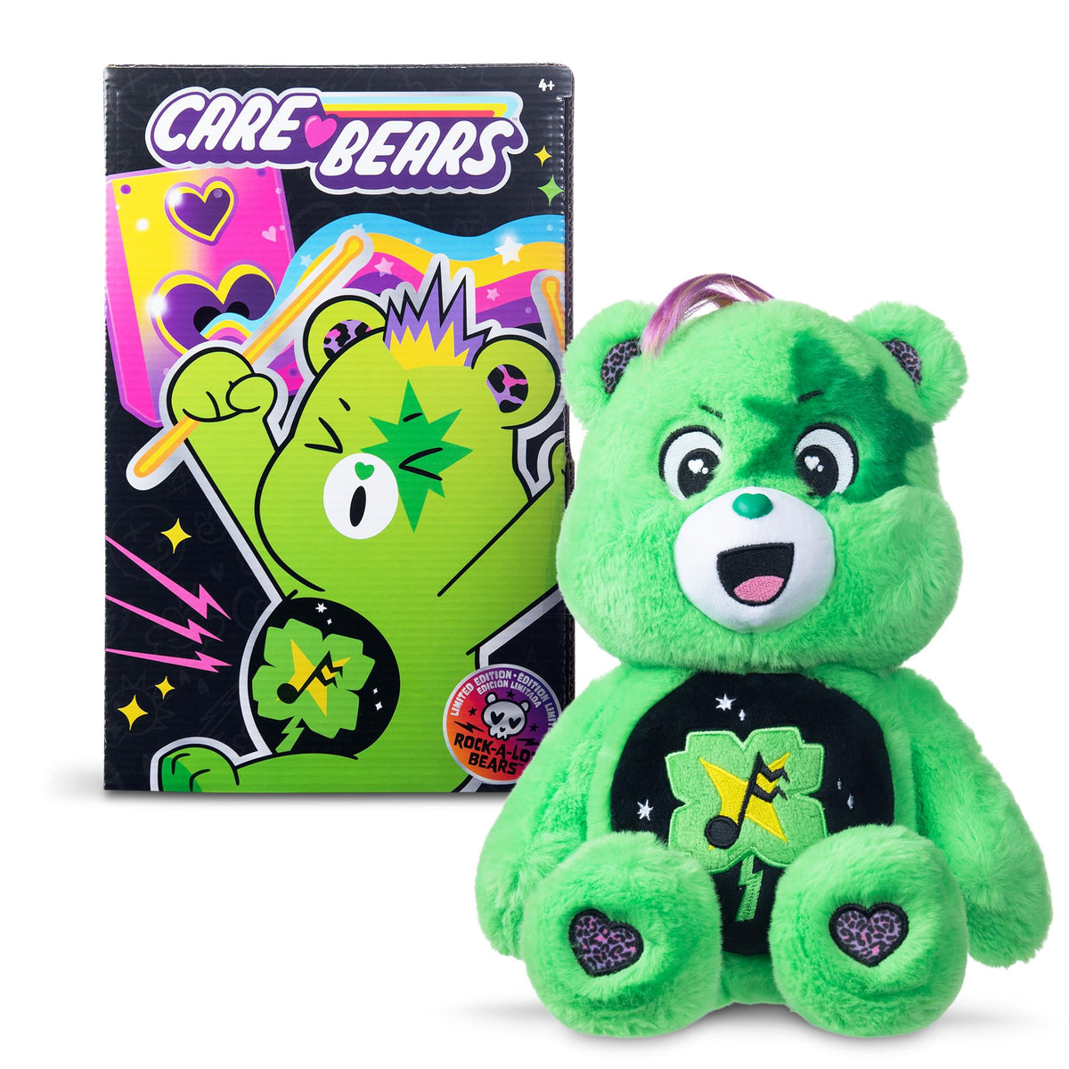 Care Bears - 14\" Rock-a-Lot Theme Plush - Medium Size - Good Luck Bear
