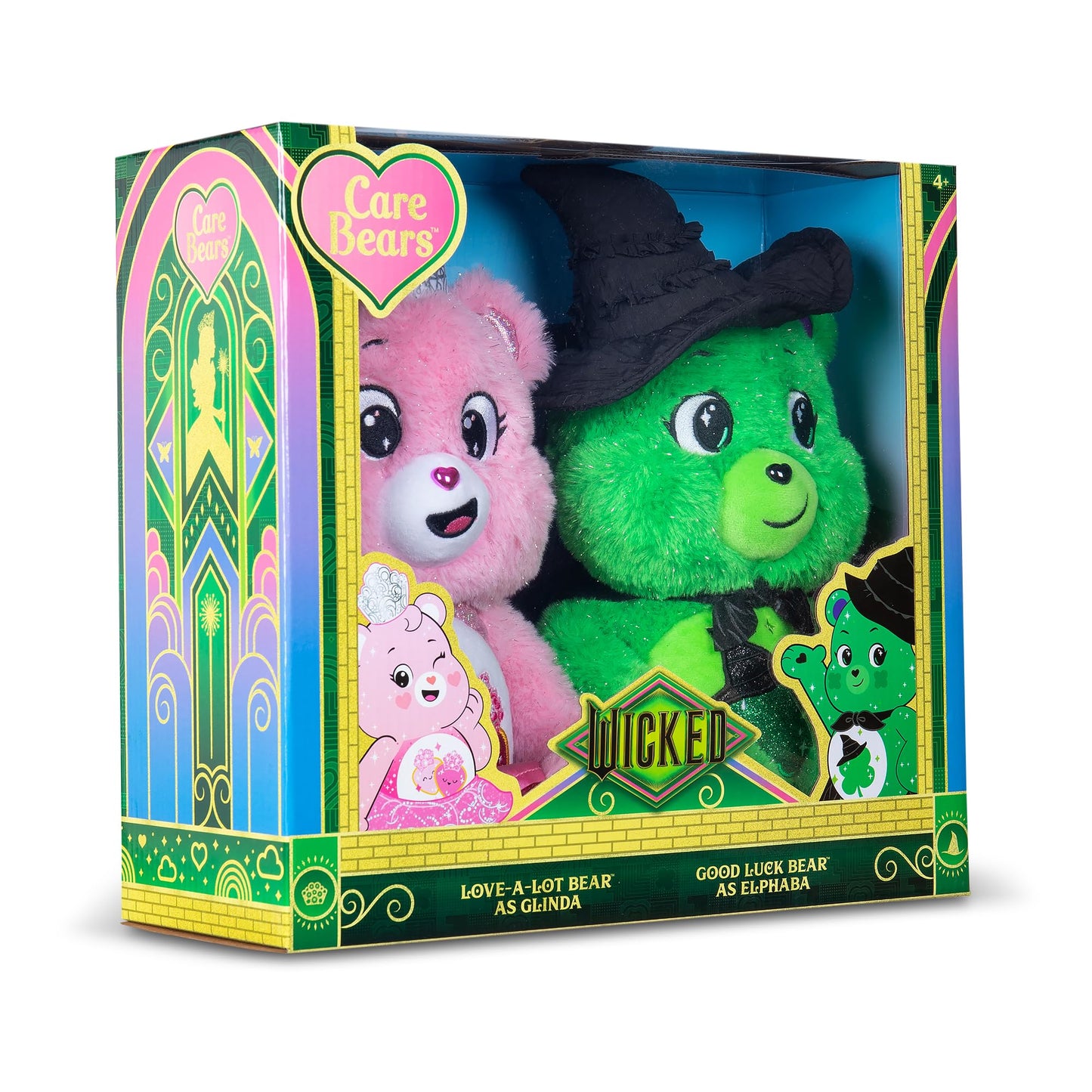 Care Bears x Wicked 2-Pack: Love-a-Lot Bear as Glinda & Good Luck Bear as Elphaba