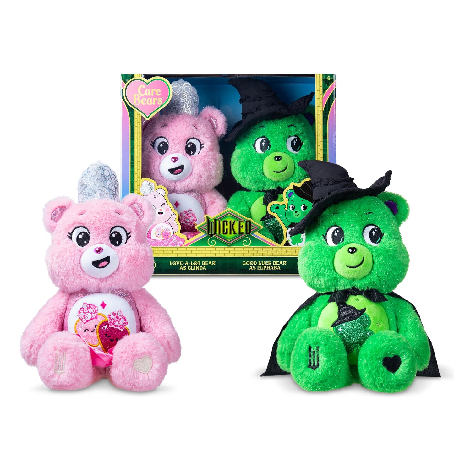 Care Bears x Wicked 2-Pack: Love-a-Lot Bear as Glinda & Good Luck Bear as Elphaba