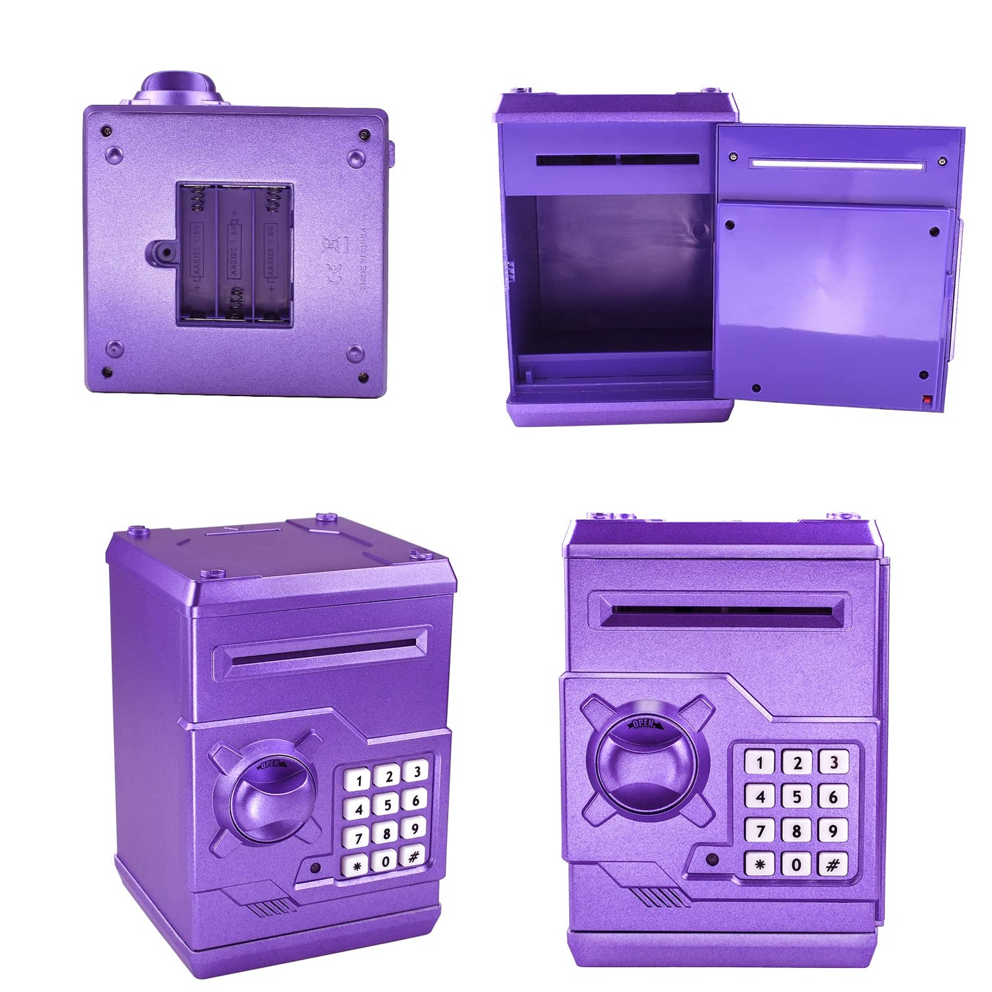 Cargooy Mini ATM Piggy Bank – Electronic Code, Password Lock, Purple Gift for Kids