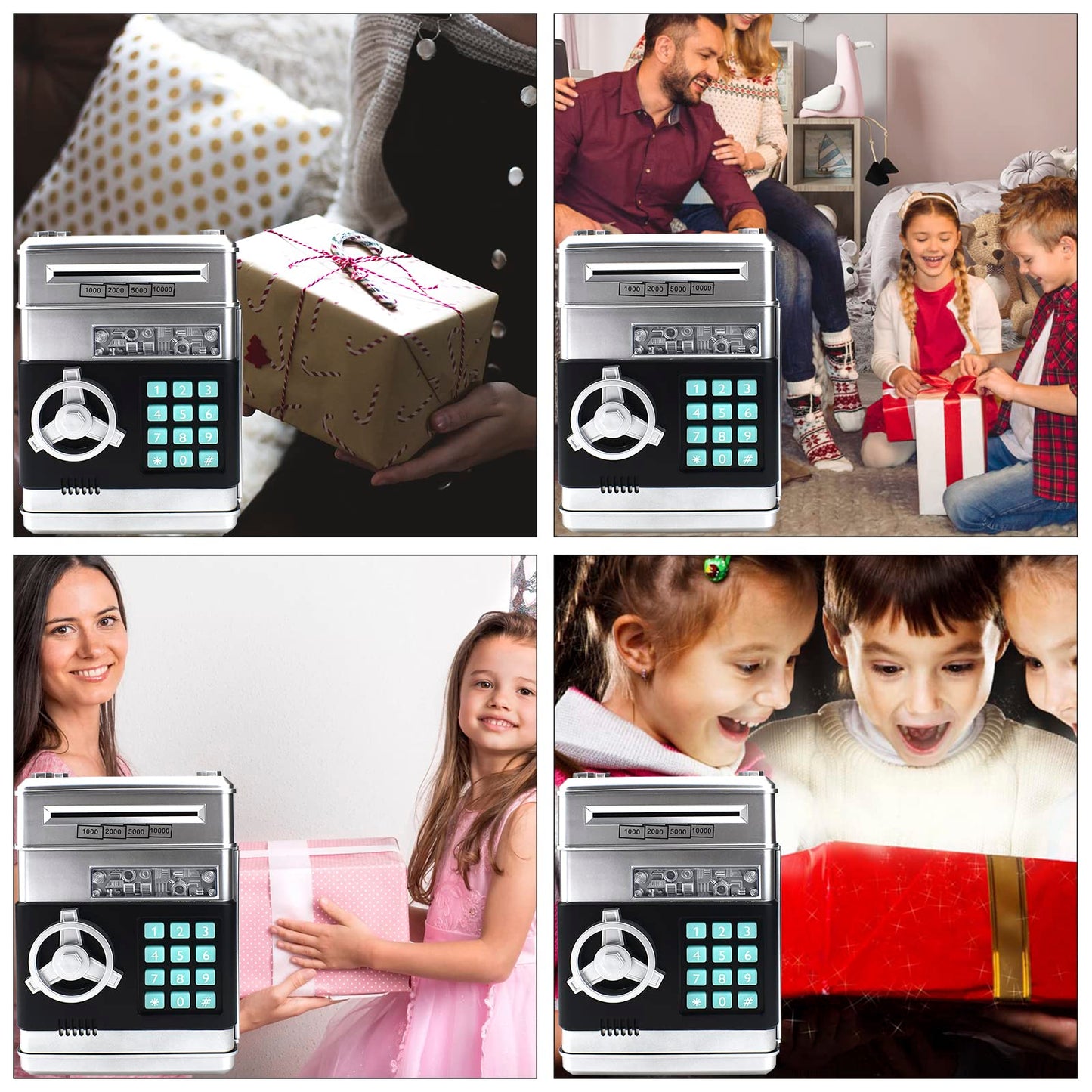 Cargooy Mini ATM Piggy Bank – Digital Code Piggy Bank for Kids (Silver)