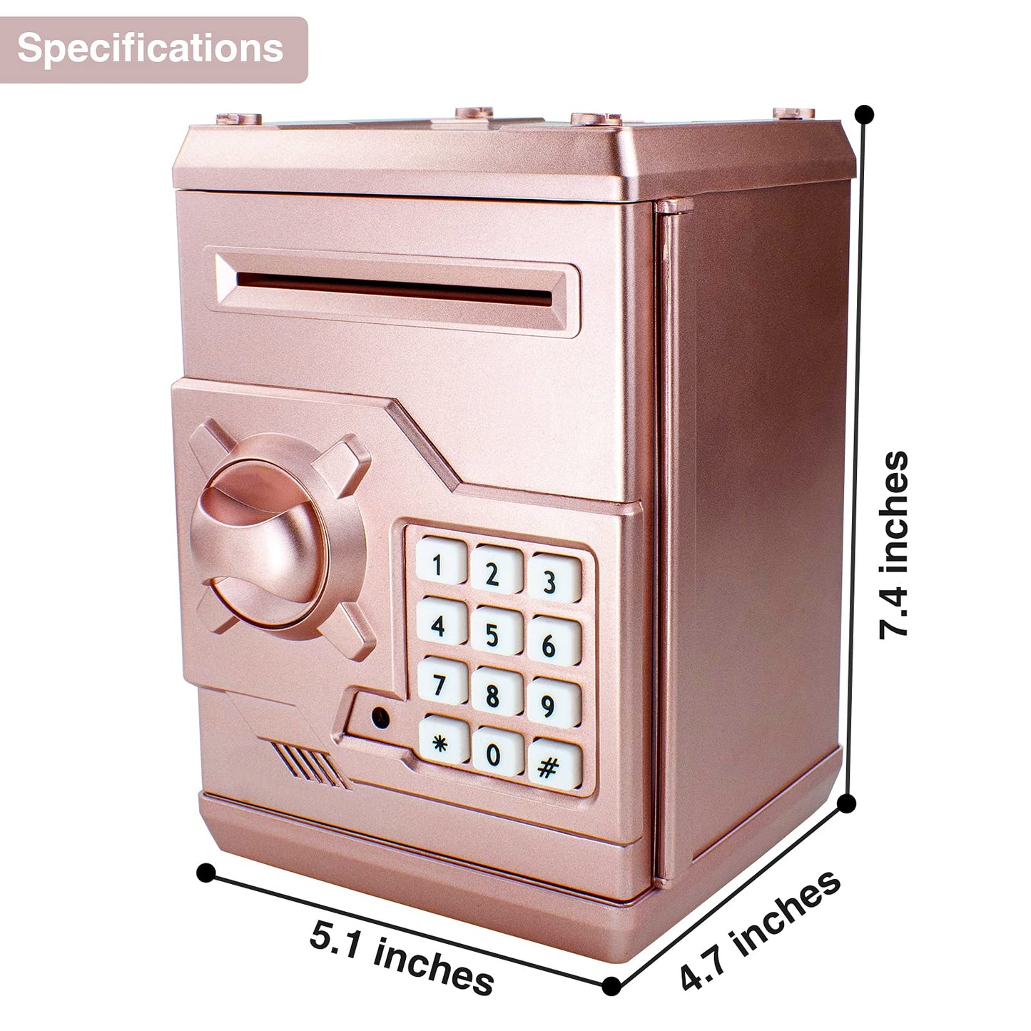 Cargooy Mini ATM Piggy Bank with Electronic Code, Rose Gold
