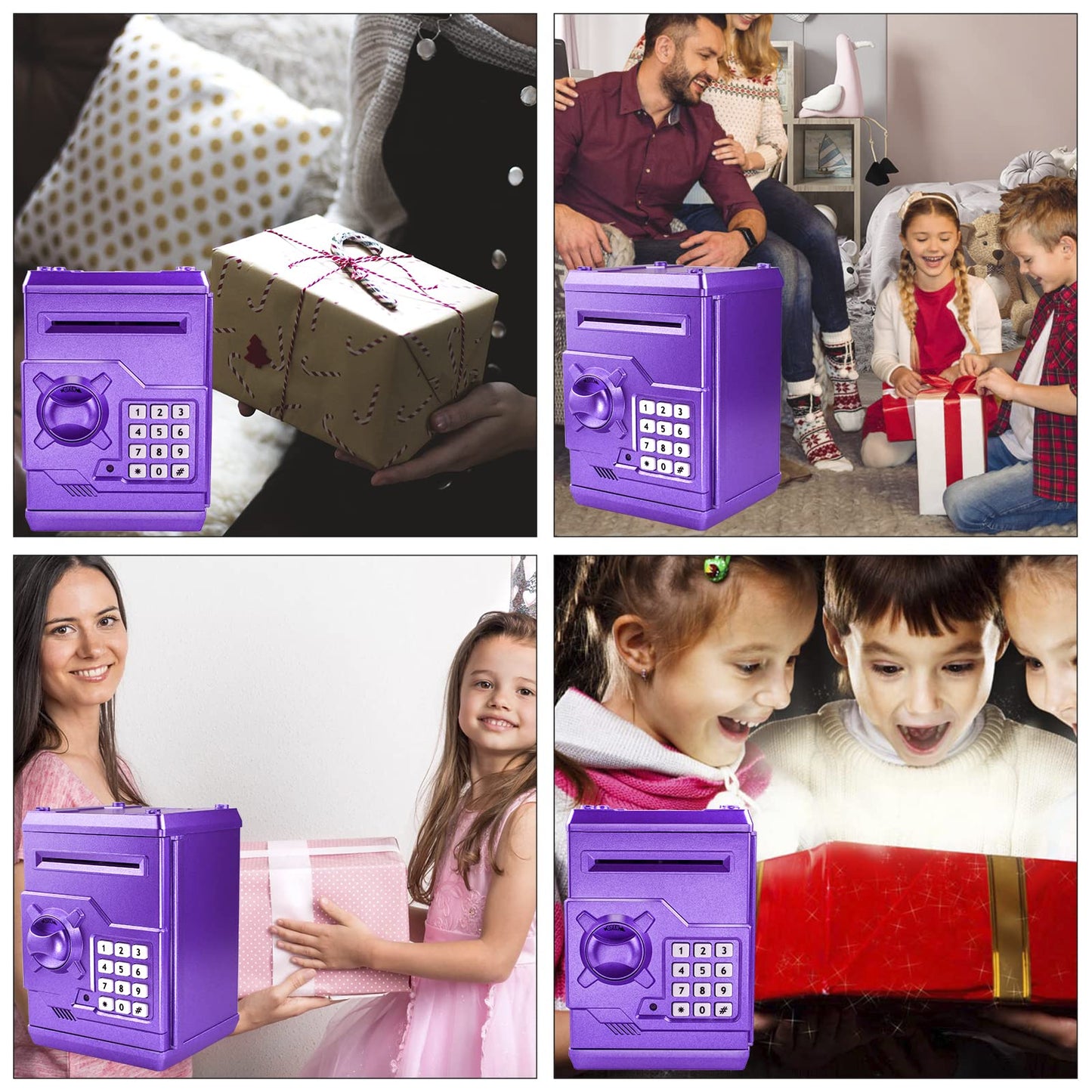 Cargooy Mini ATM Piggy Bank – Electronic Code, Password Lock, Purple Gift for Kids
