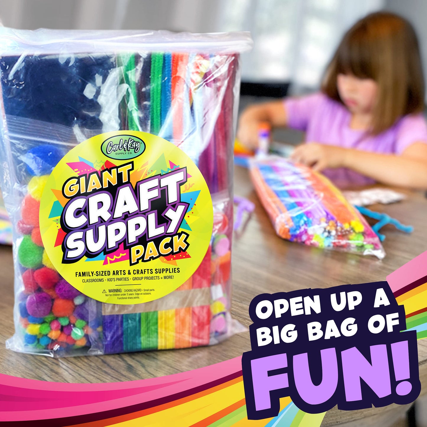 Carl & Kay Supply Co. Arts and Crafts Kit for Kids — Bulk Craft Materials for Ages 4-8