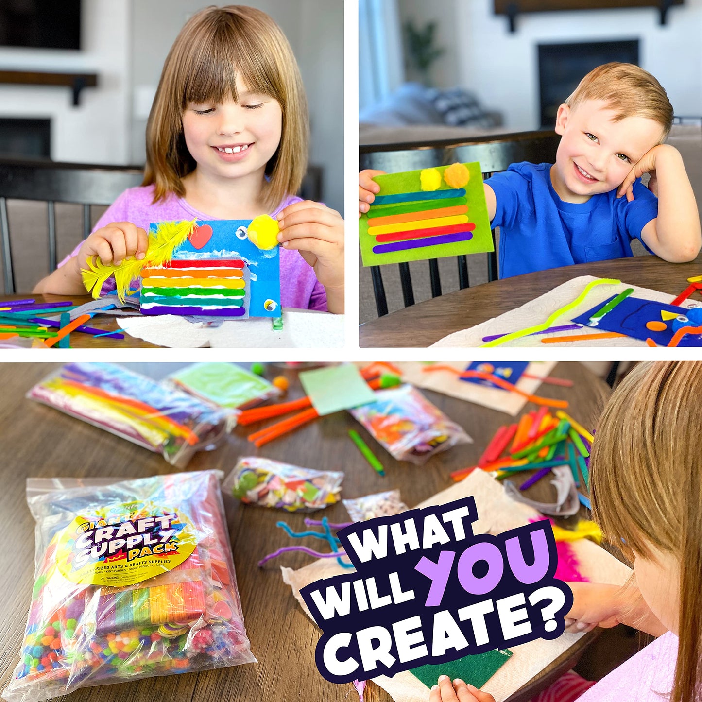 Carl & Kay Supply Co. Arts and Crafts Kit for Kids — Bulk Craft Materials for Ages 4-8