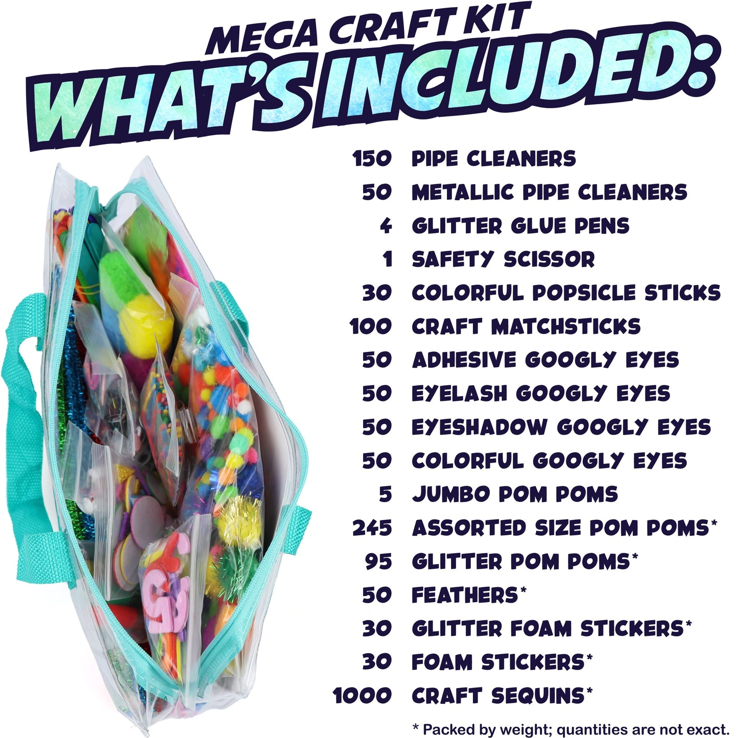 Carl & Kay Supply Co. Mega Arts & Crafts Kit for Kids — Portable Craft Bag, 150+ Supplies, Ages 4–8